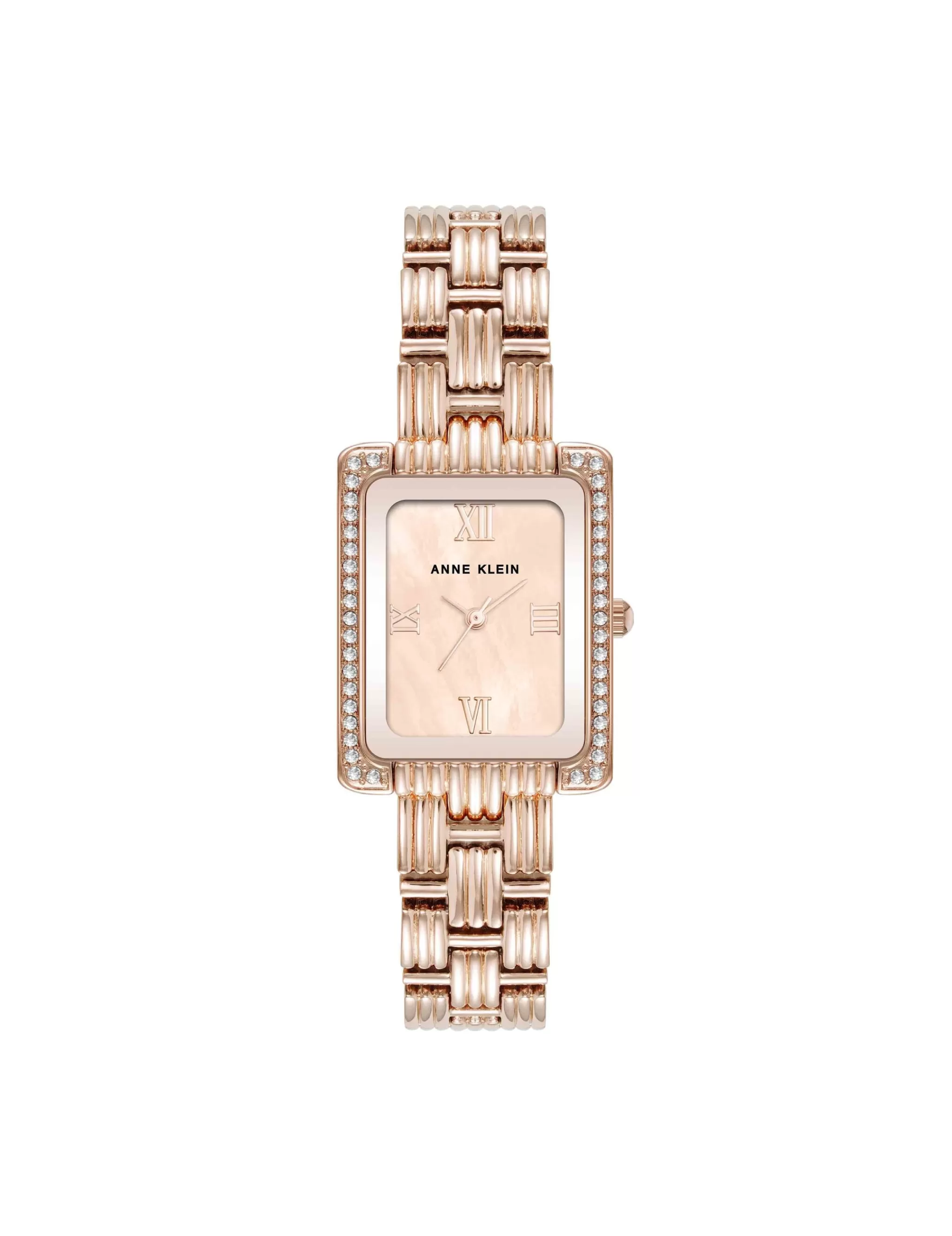 Online Anne Klein Premium Crystal Accented Grooved Link Bracelet Watch