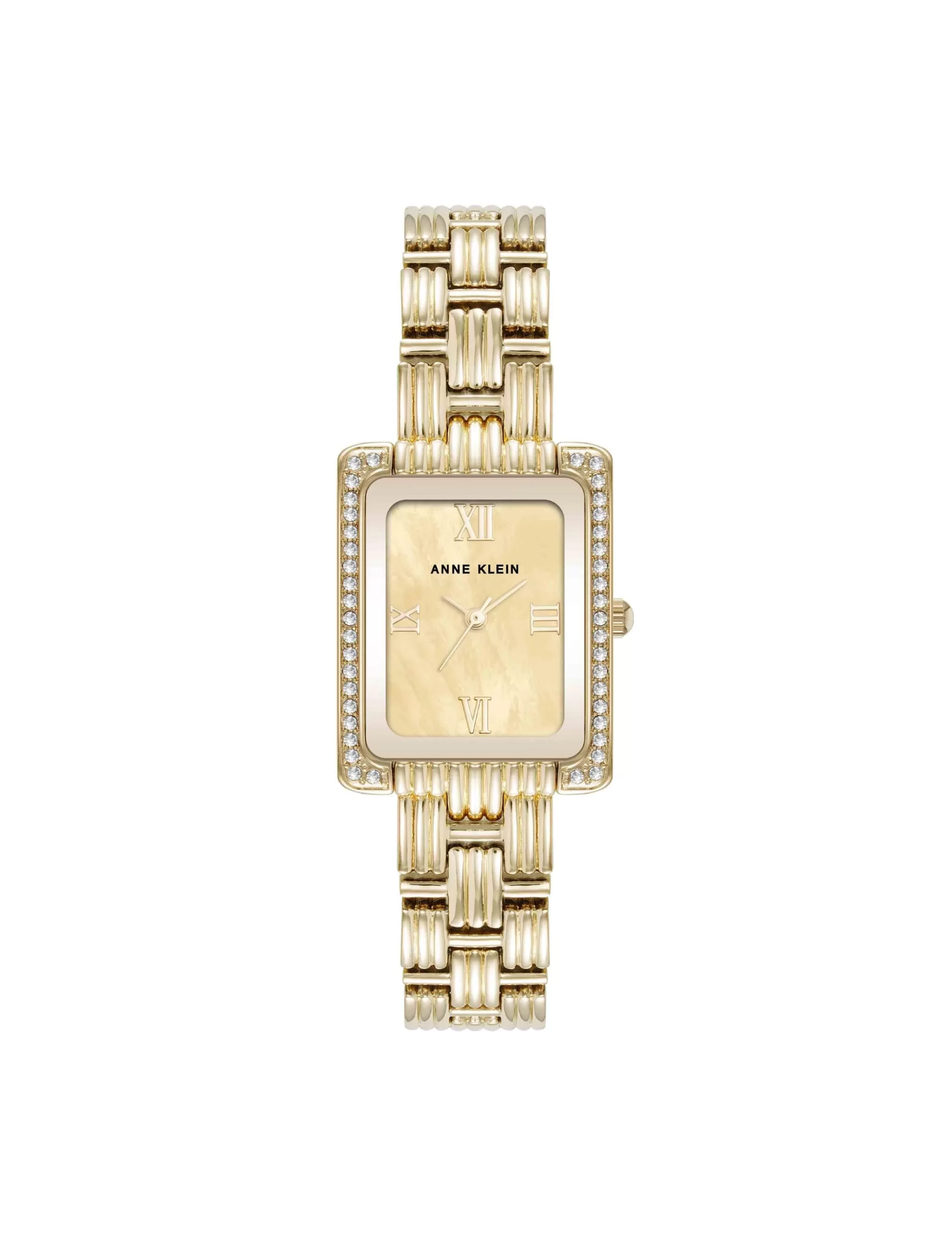 Outlet Anne Klein Premium Crystal Accented Grooved Link Bracelet Watch