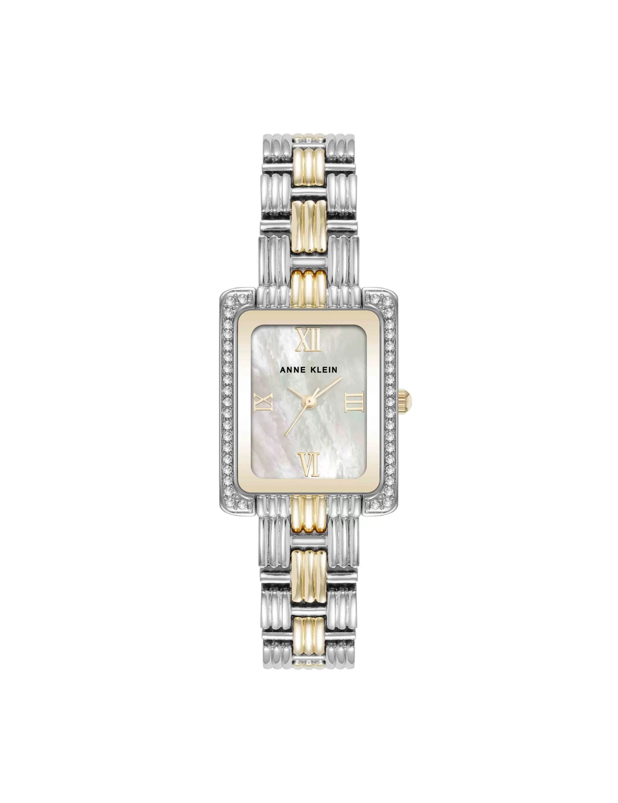 Online Anne Klein Premium Crystal Accented Grooved Link Bracelet Watch