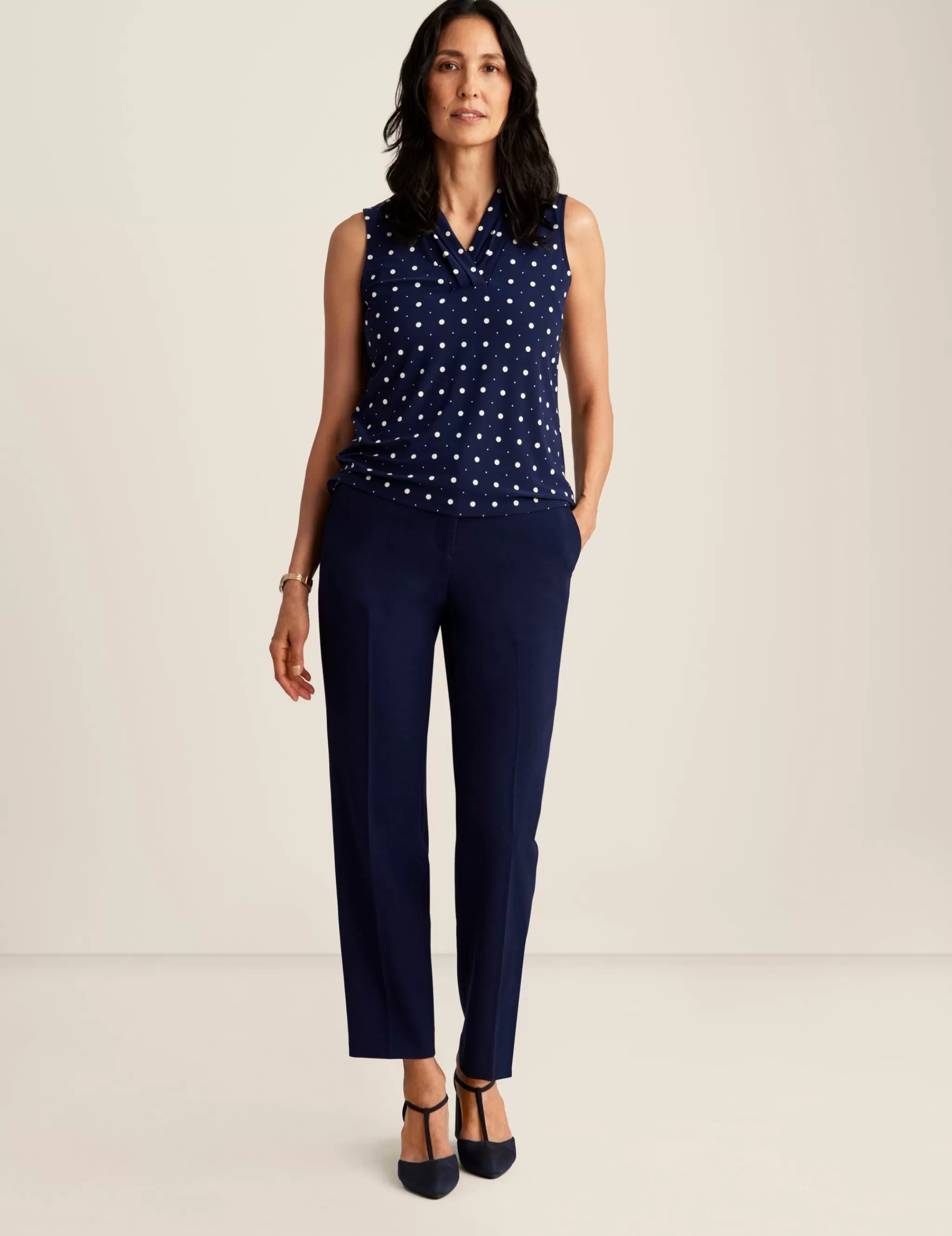 Fashion Anne Klein Printed Ity Triple Pleat Top Dstnt Mt/Anne White