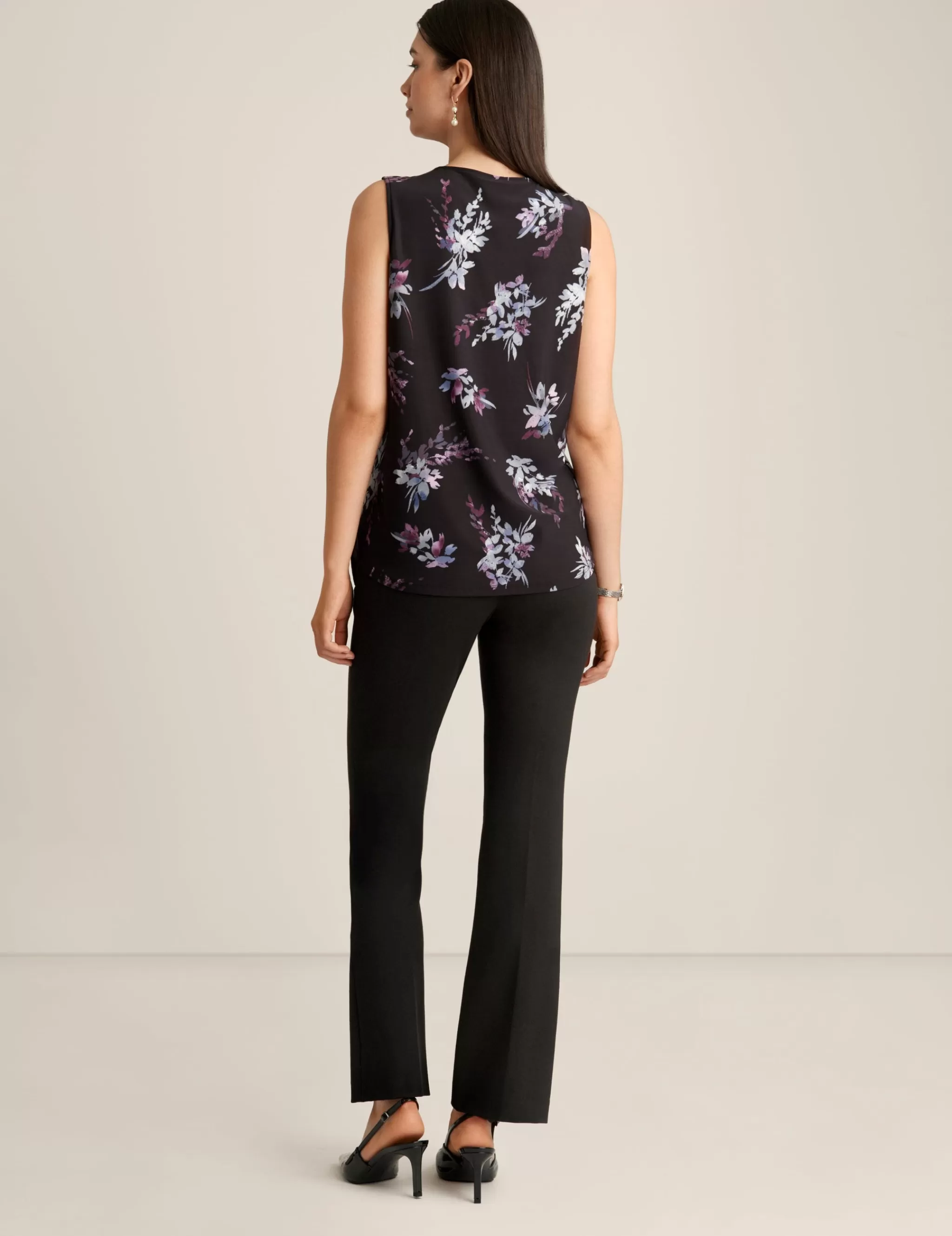 Outlet Anne Klein Printed Pleat Front Shell Anne Black Multi