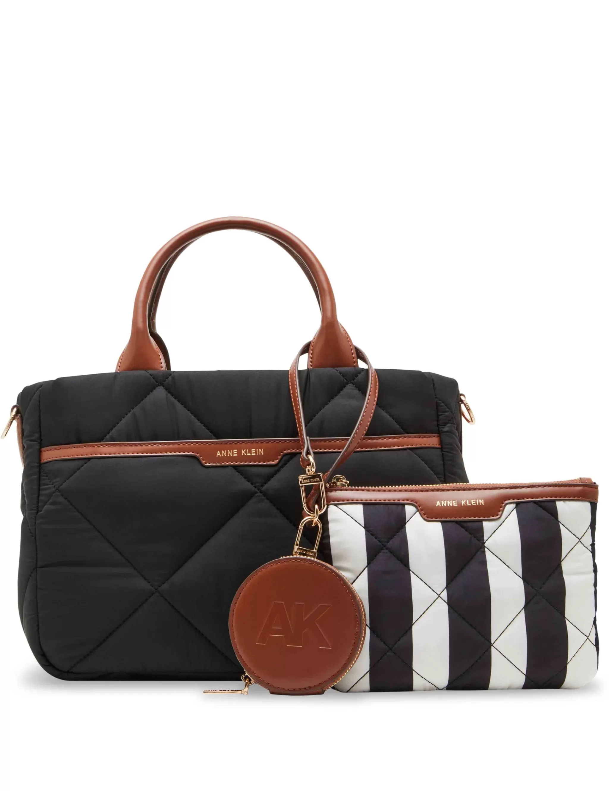 Best Sale Anne Klein Quilted Nylon Satchel And Pouch