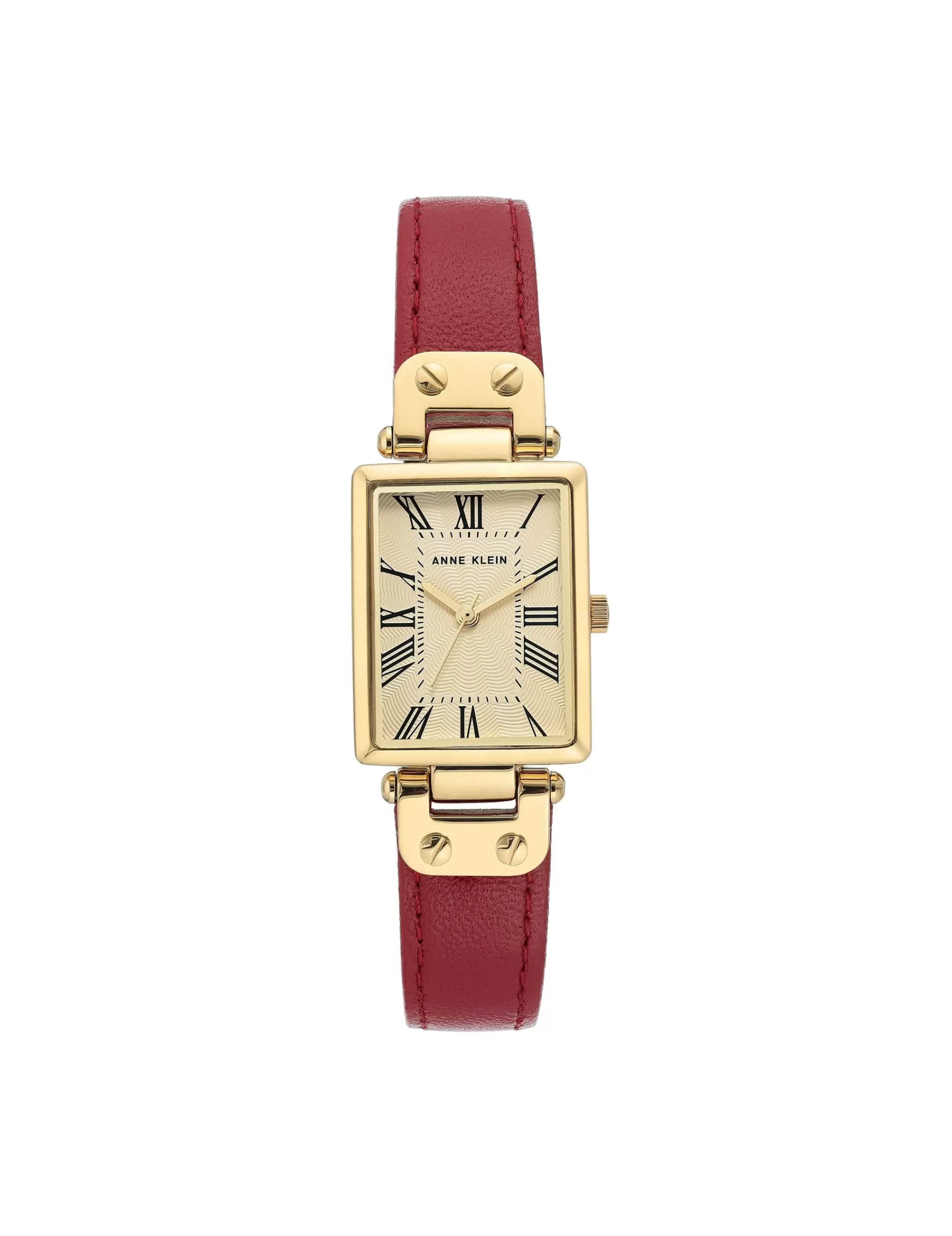 Fashion Anne Klein Rectangular Case Leather Strap Watch