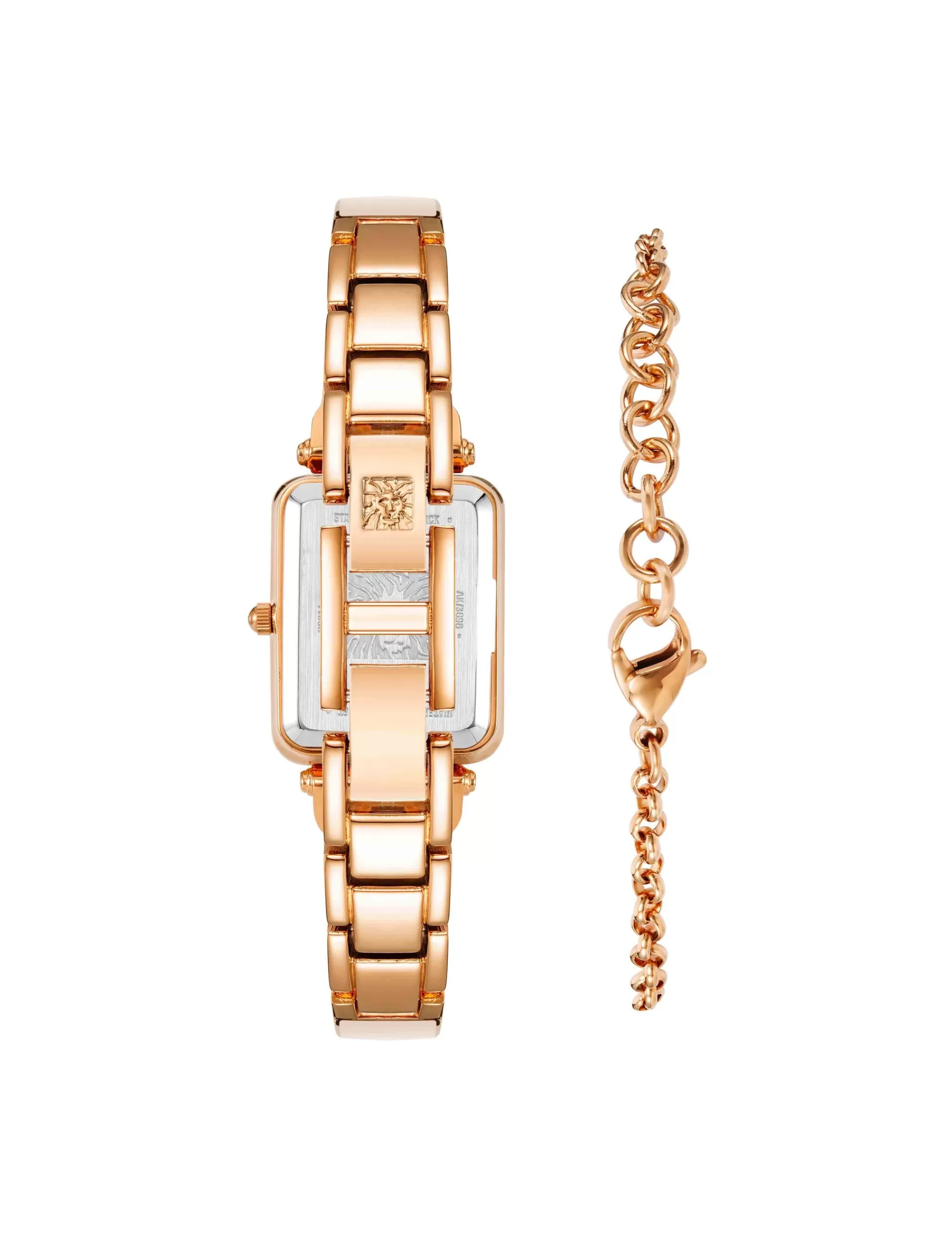 Fashion Anne Klein Rectangular Case Watch And Bracelet Set Blush/Rose Gold-Tone