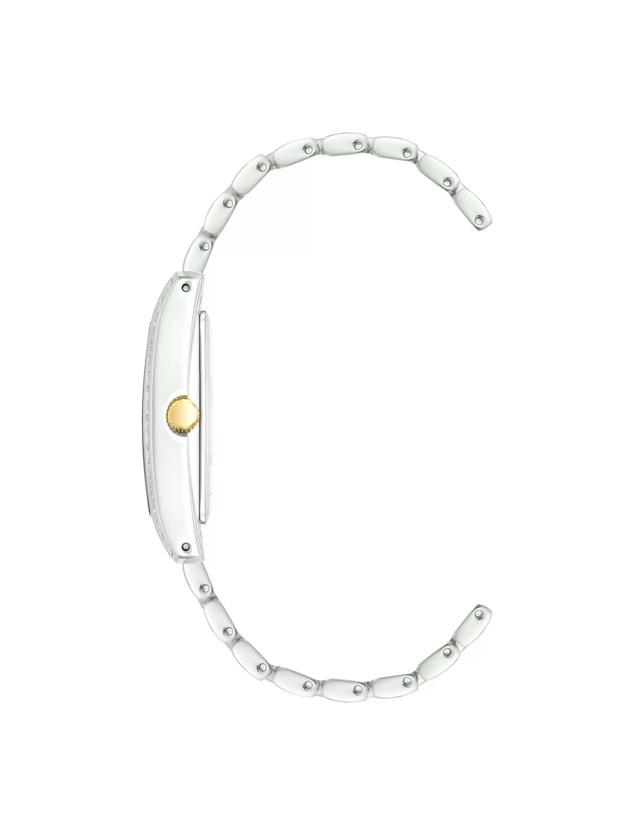 Shop Anne Klein Rectangular Crystal Accented Watch Set With Chain Bracelet Silver-Tone/ Gold-Tone