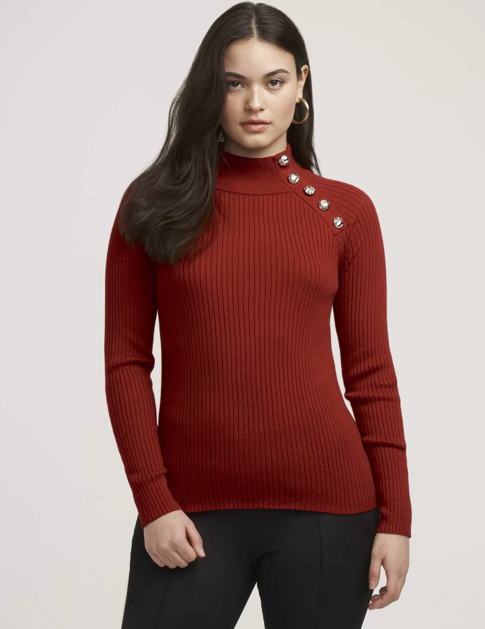 Best Anne Klein Ribbed Raglan Pullover- Sale Titian Red