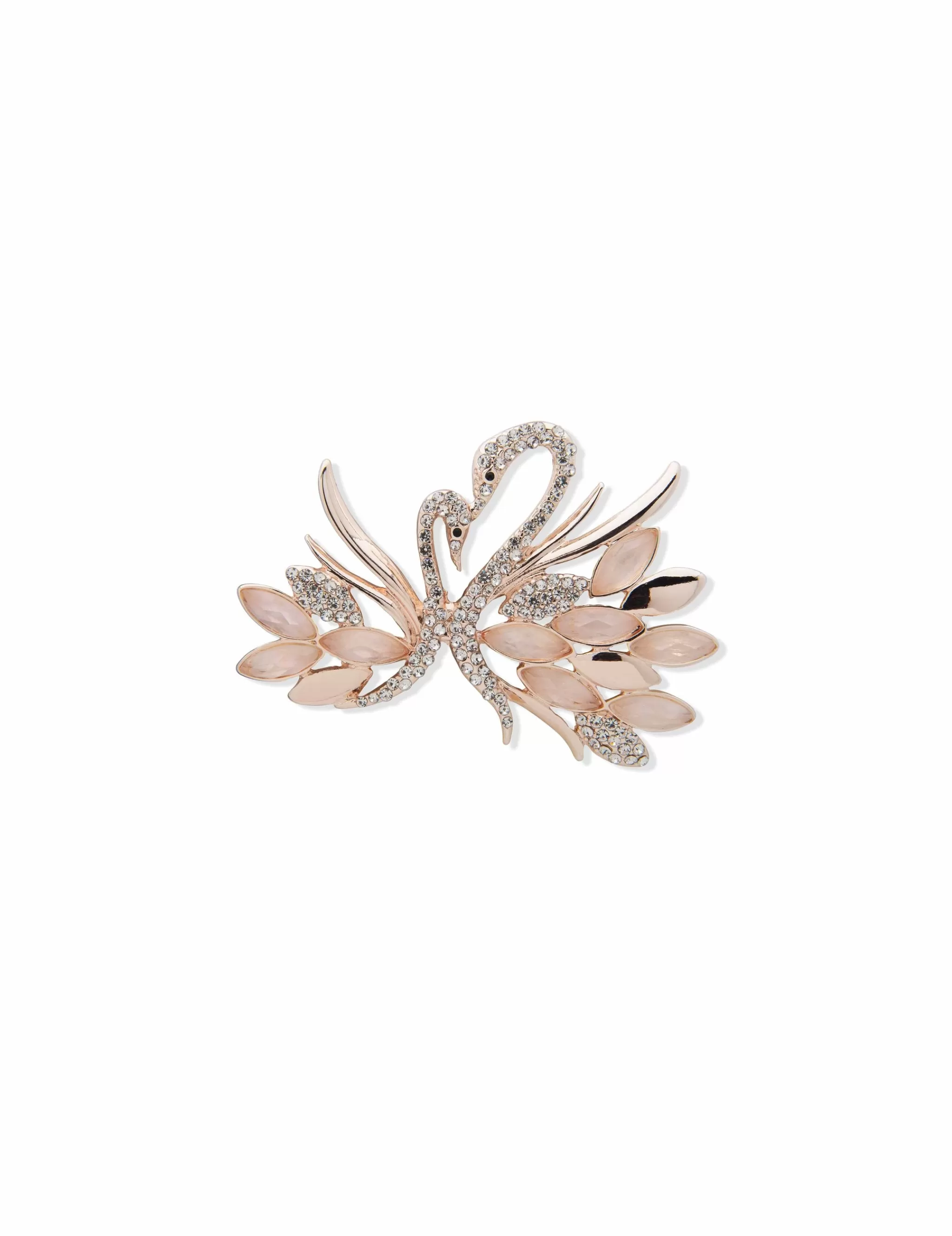 Fashion Anne Klein Rose Gold-Tone And Crystal Swan Brooch