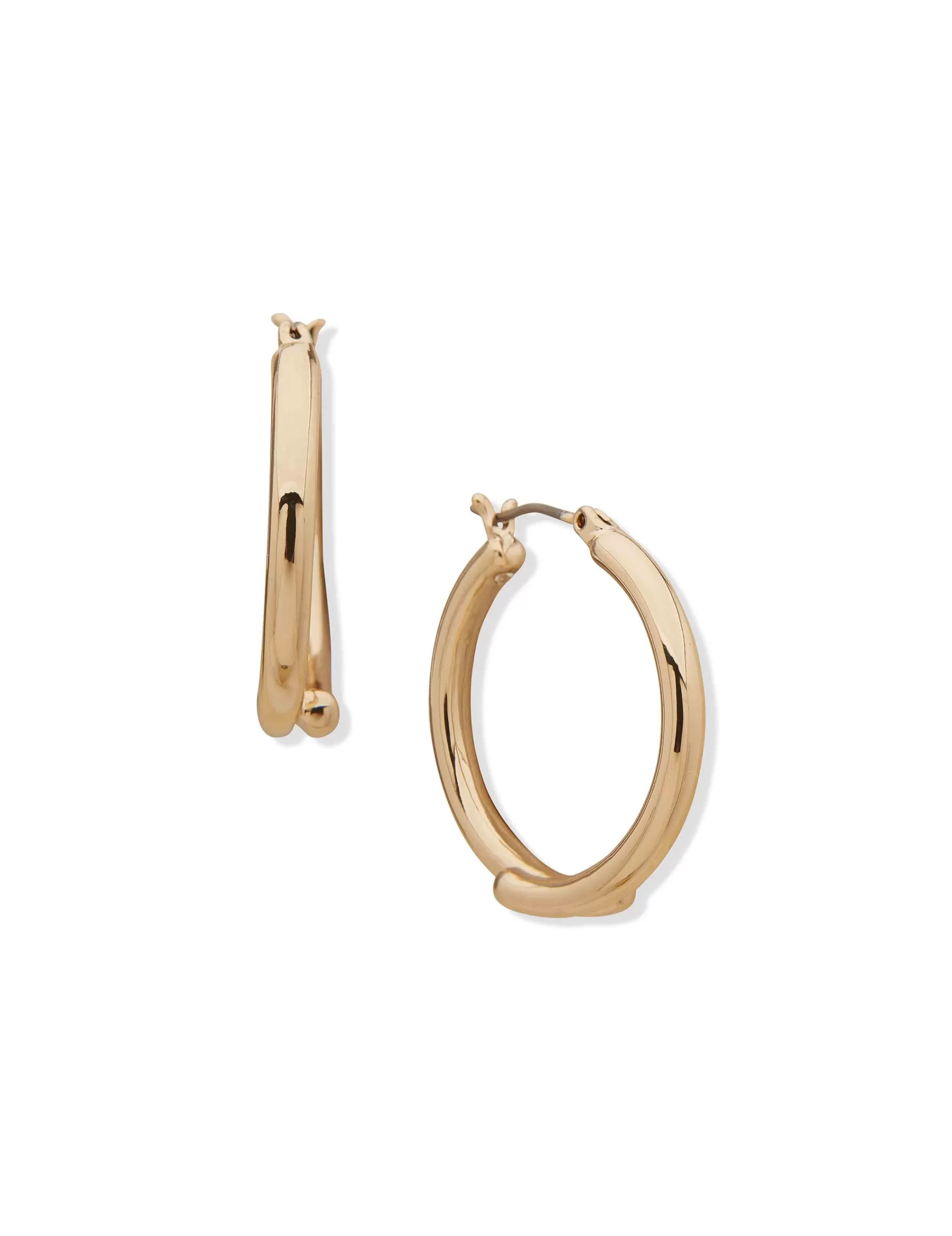 Discount Anne Klein Round Clickit Hoop Gold-tone Earrings
