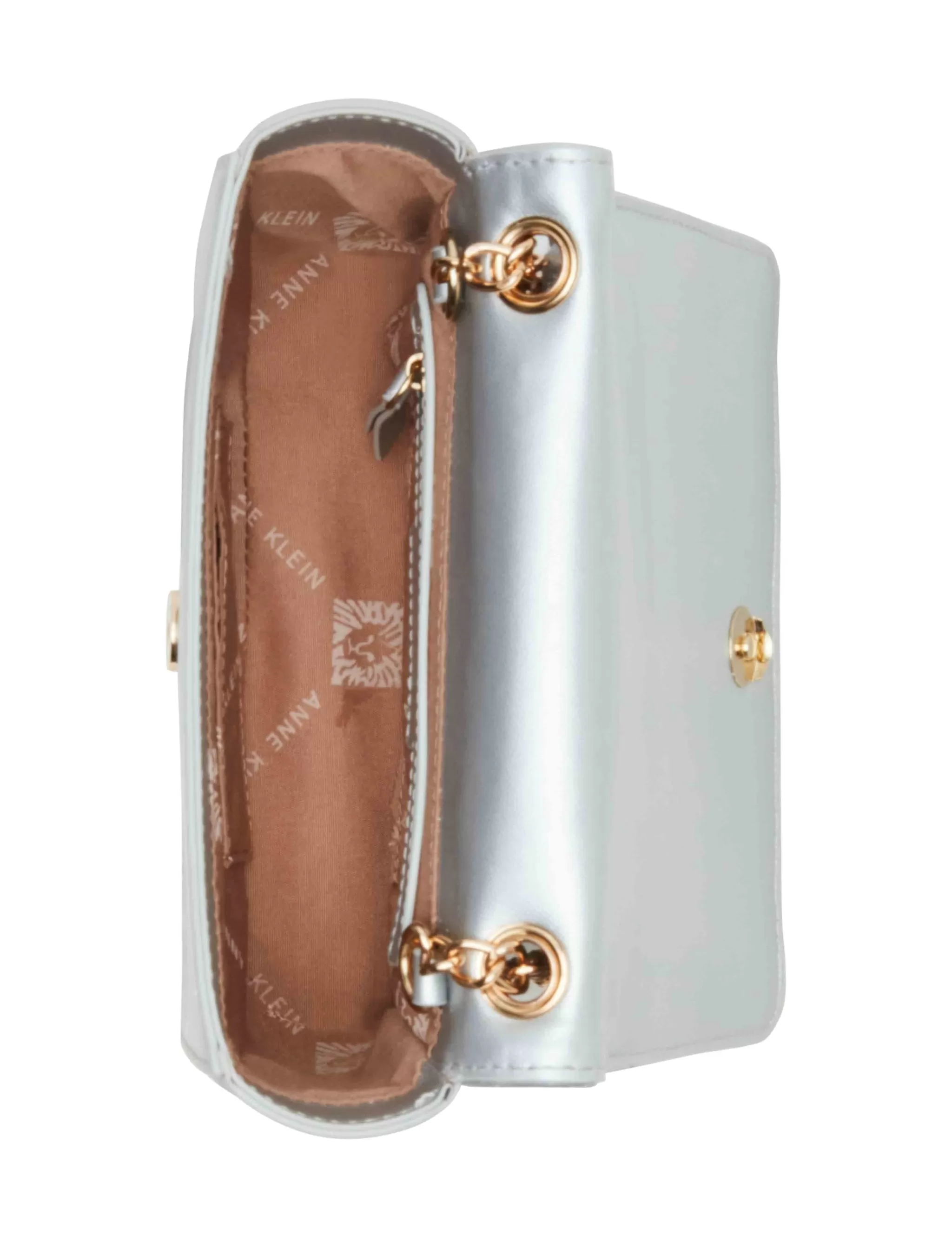 New Anne Klein Ruched Flap Crossbody With Oversized Chain Swag