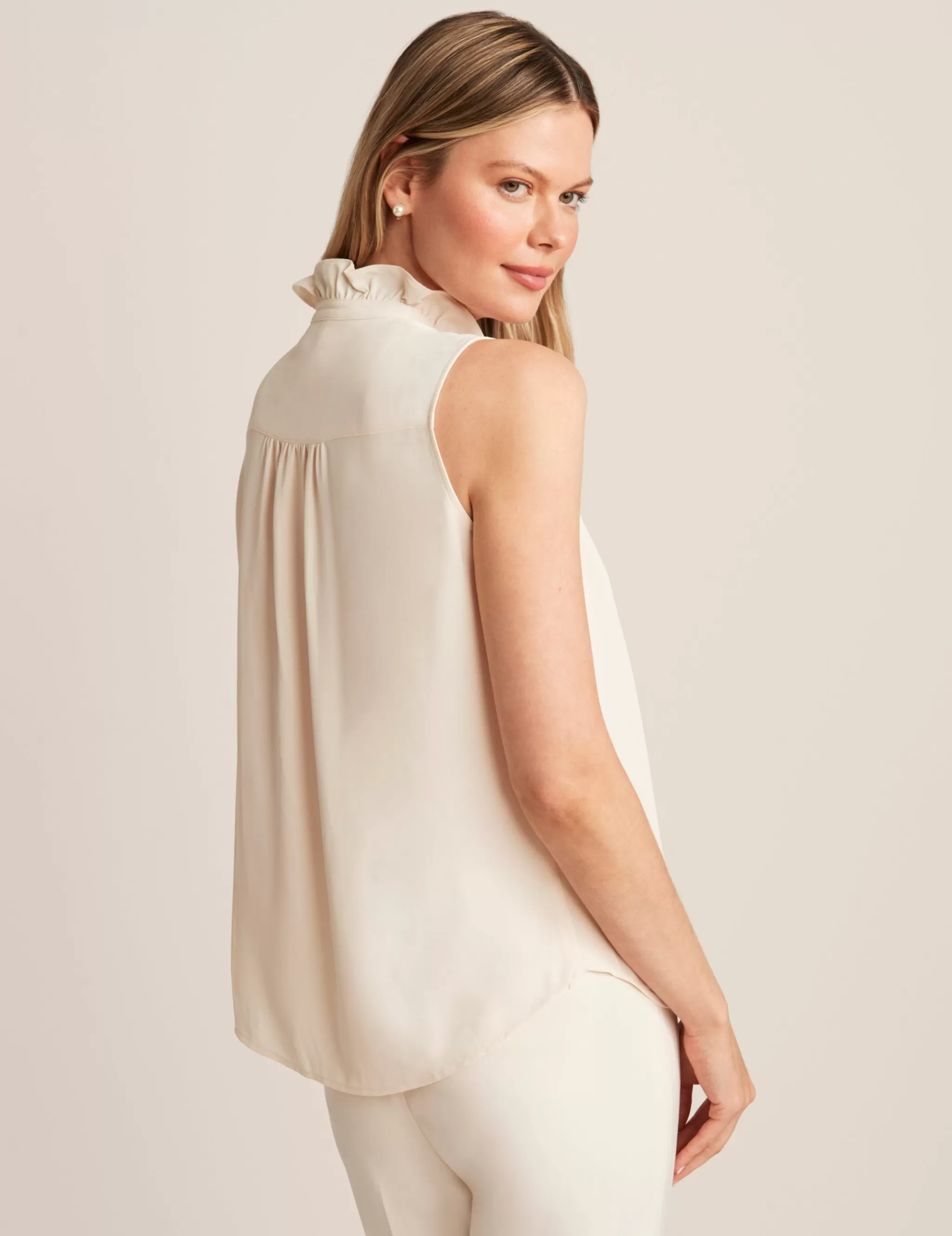 Store Anne Klein Ruffled Collar Sleeveless Button Down