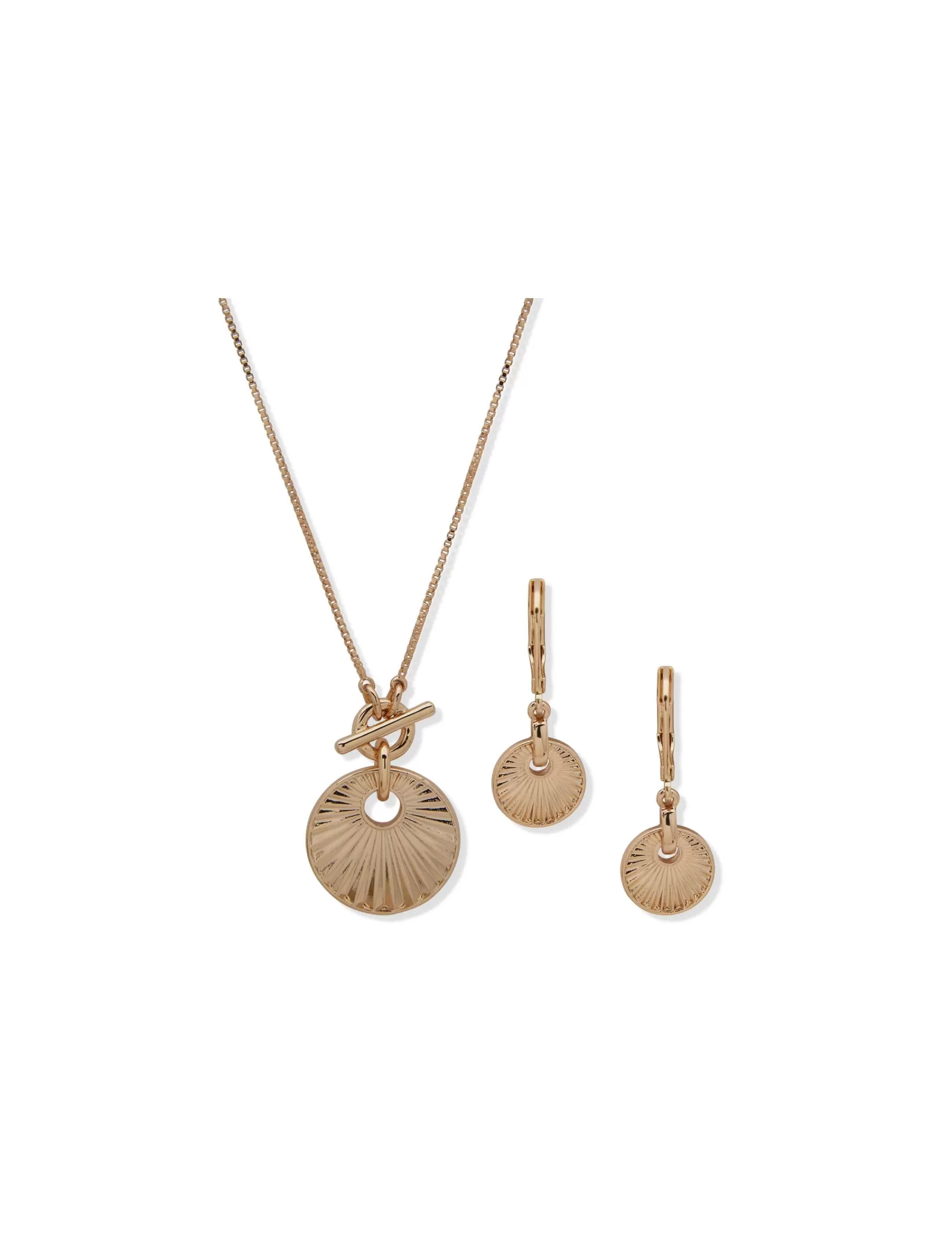 Sale Anne Klein Scalloped Pendant Necklace And Earring Set