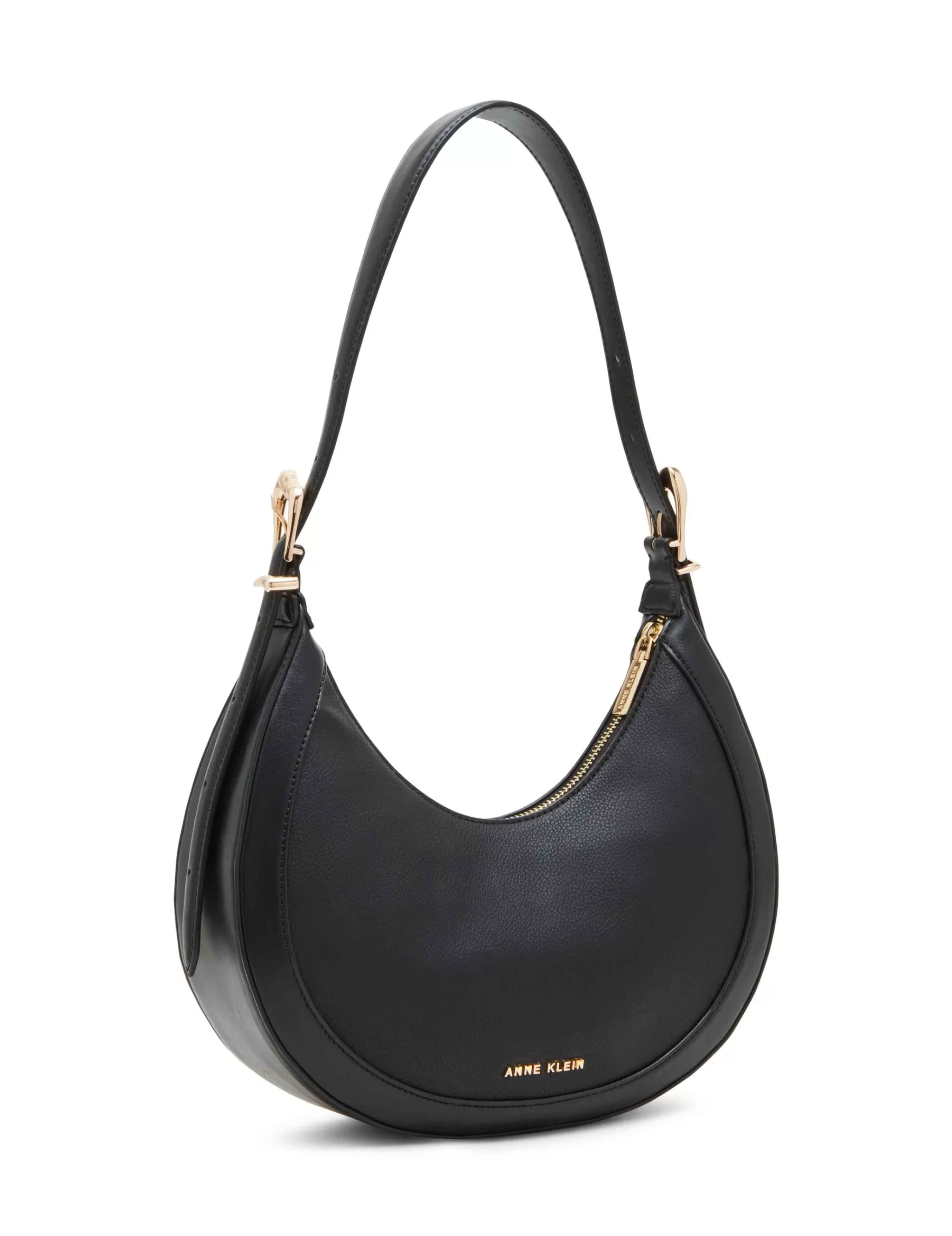 Clearance Anne Klein Sculpted Buckle Crescent Shoulder Bag Black