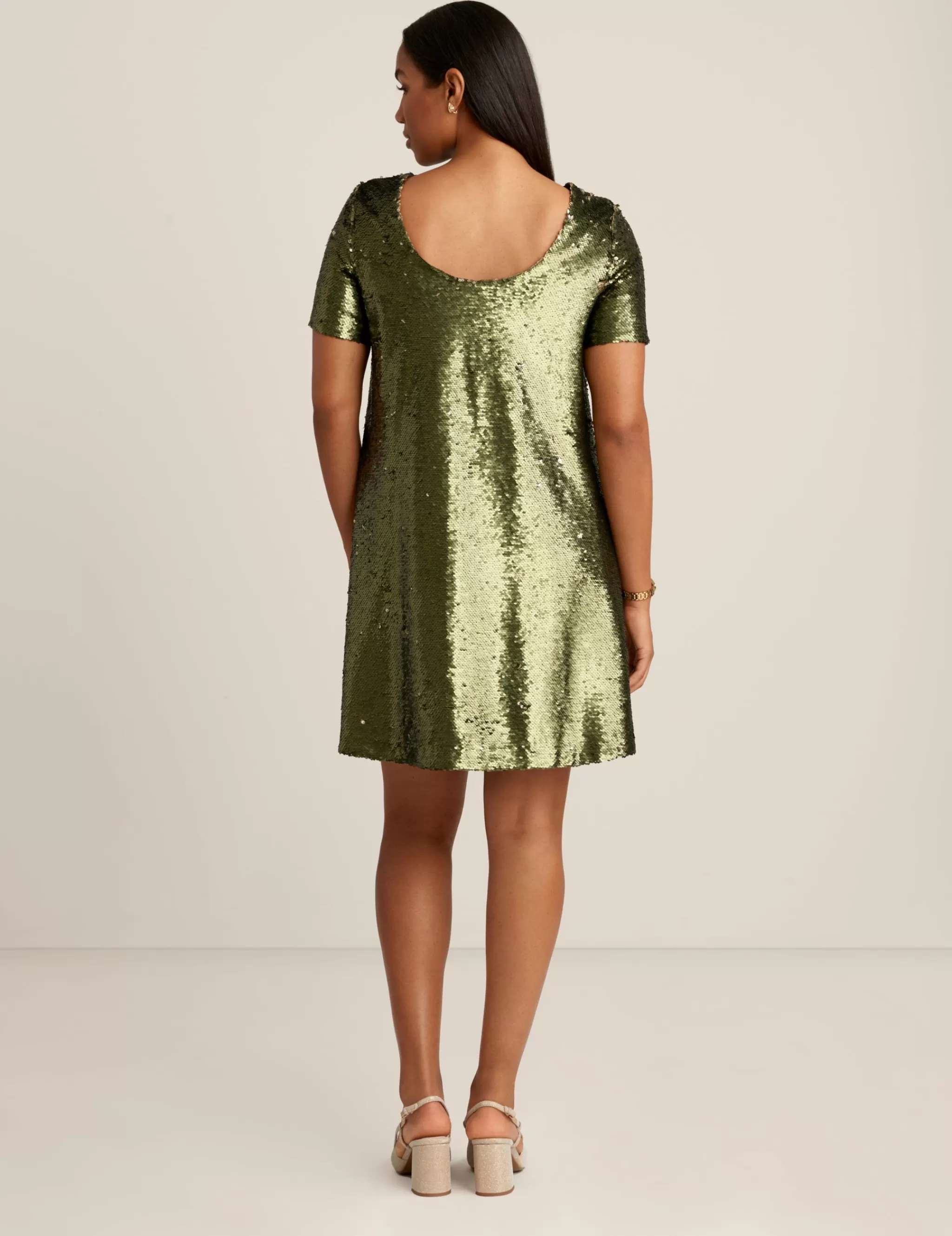 Fashion Anne Klein Sequin T Shirt Dress Olive Night