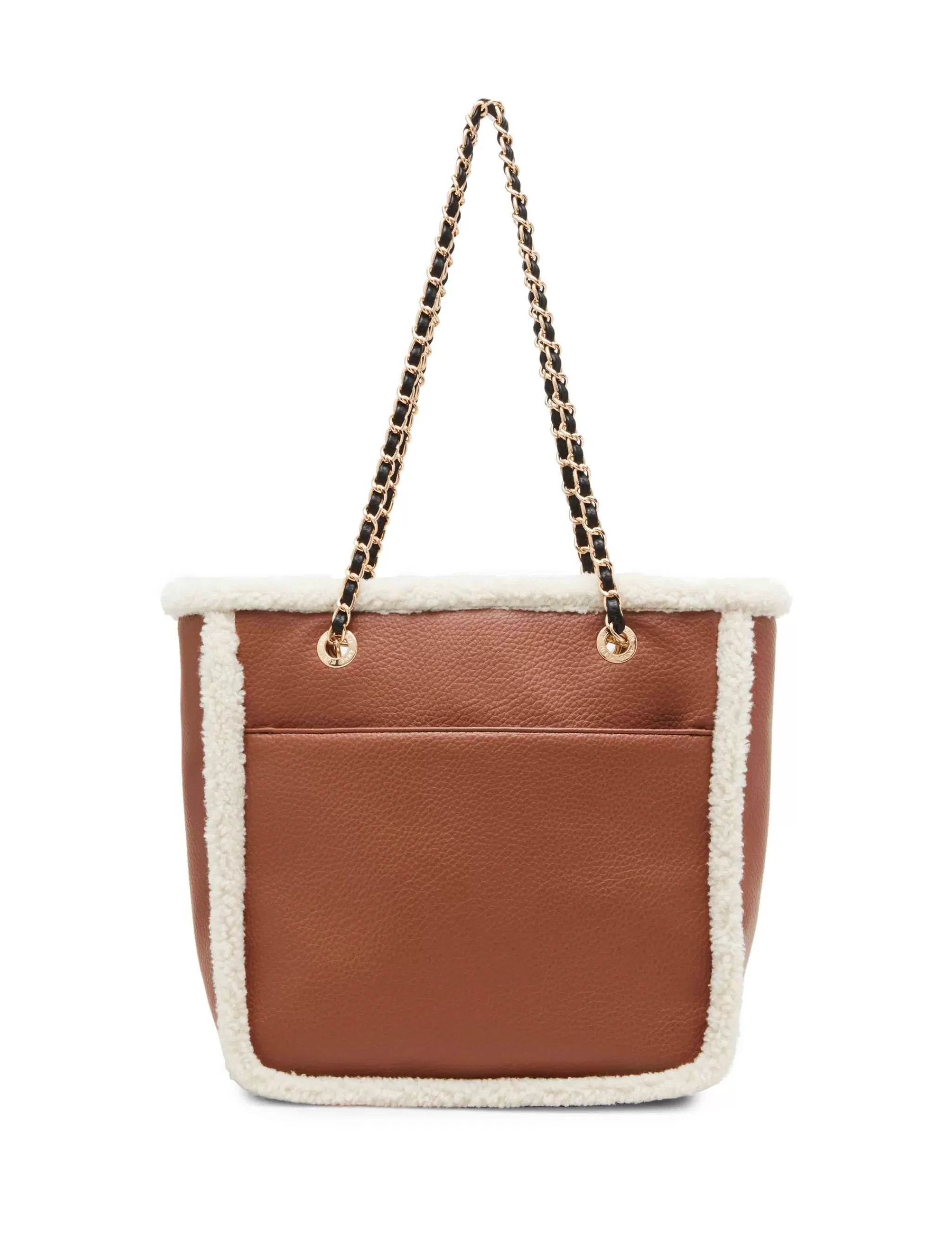Clearance Anne Klein Sherpa Shopper Tote With Chain Detailing On Straps