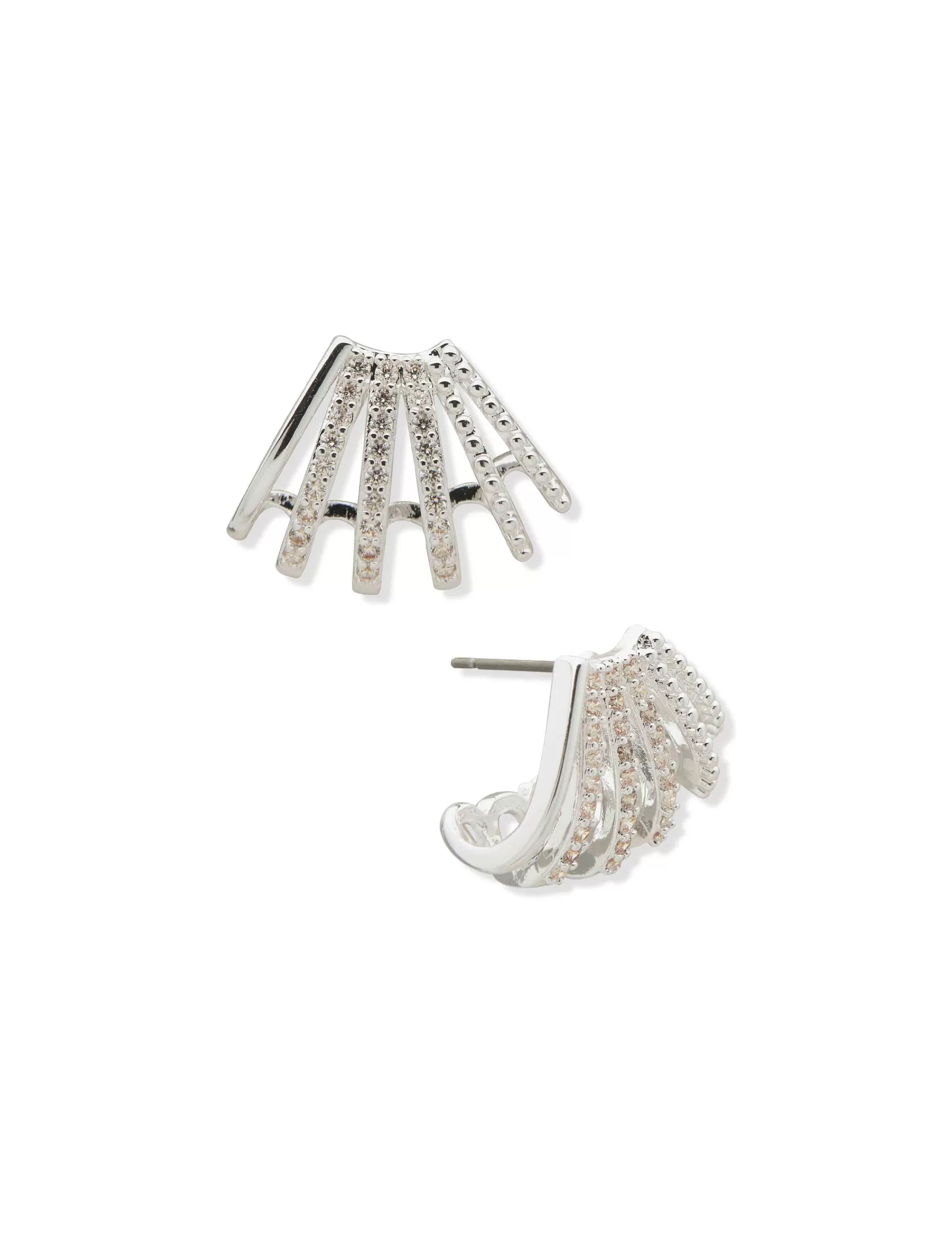 Best Anne Klein Silver Fan Button Earring