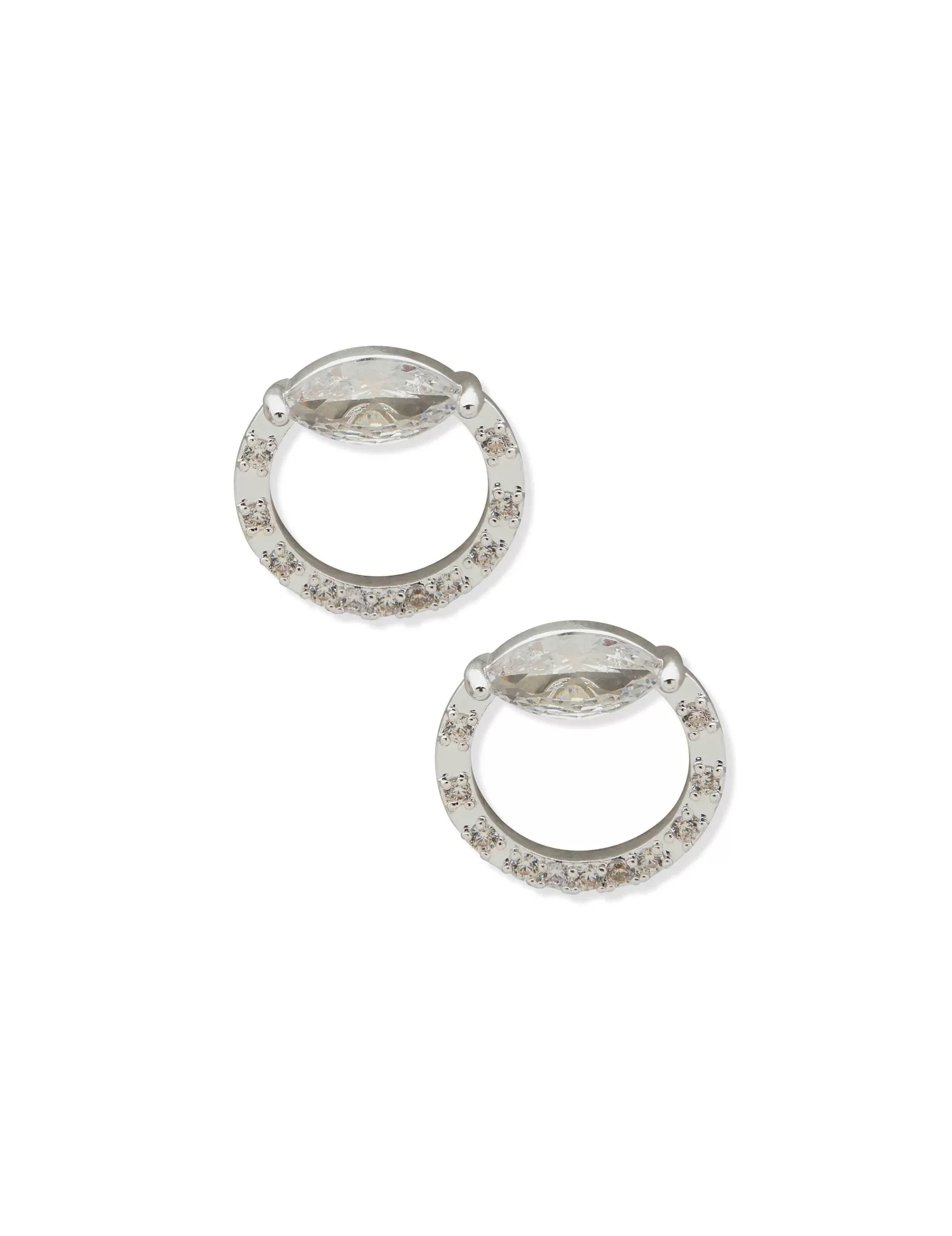 Fashion Anne Klein Silver Open Circle Stud Earring