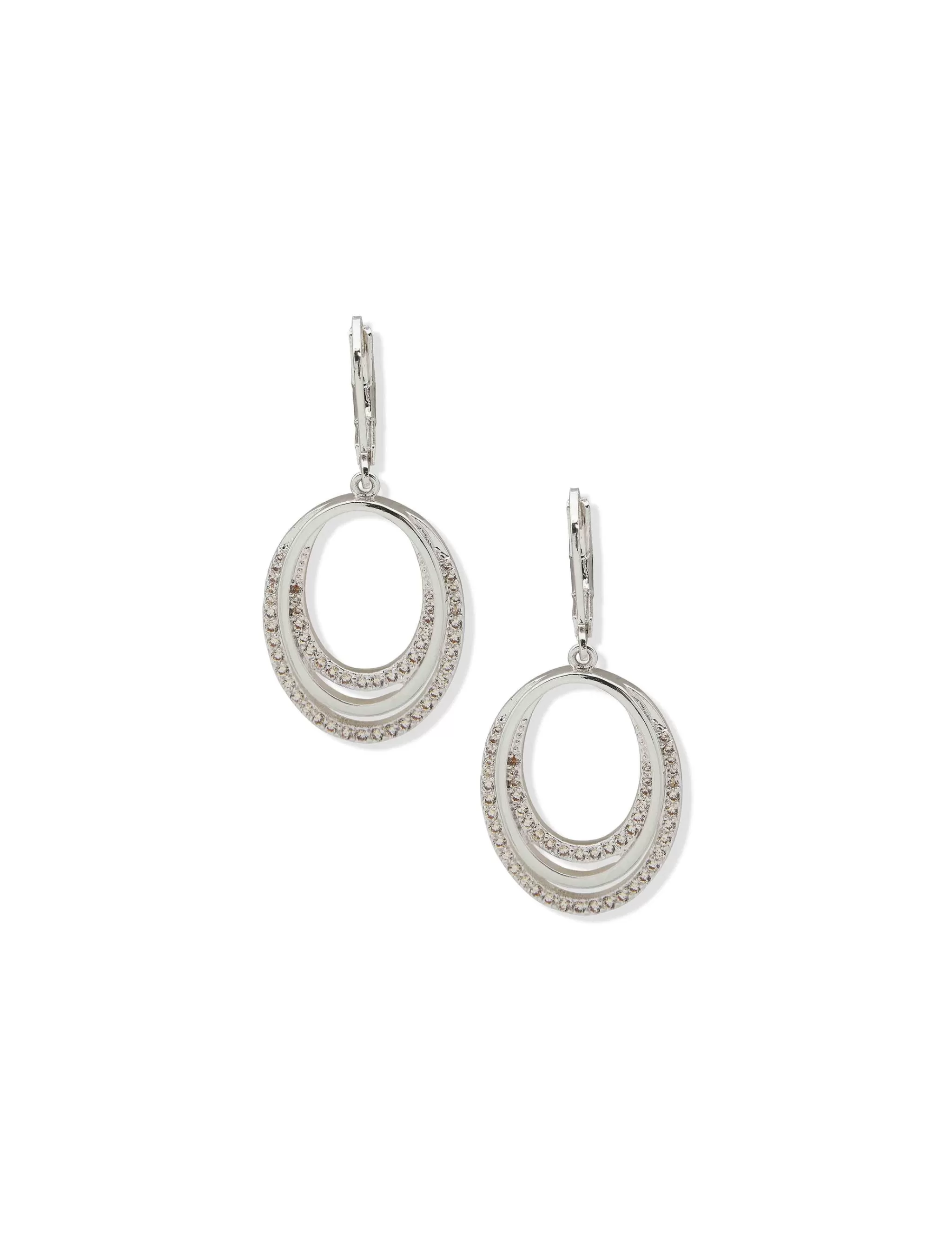 Cheap Anne Klein Silver Open Oval Drop Earrings