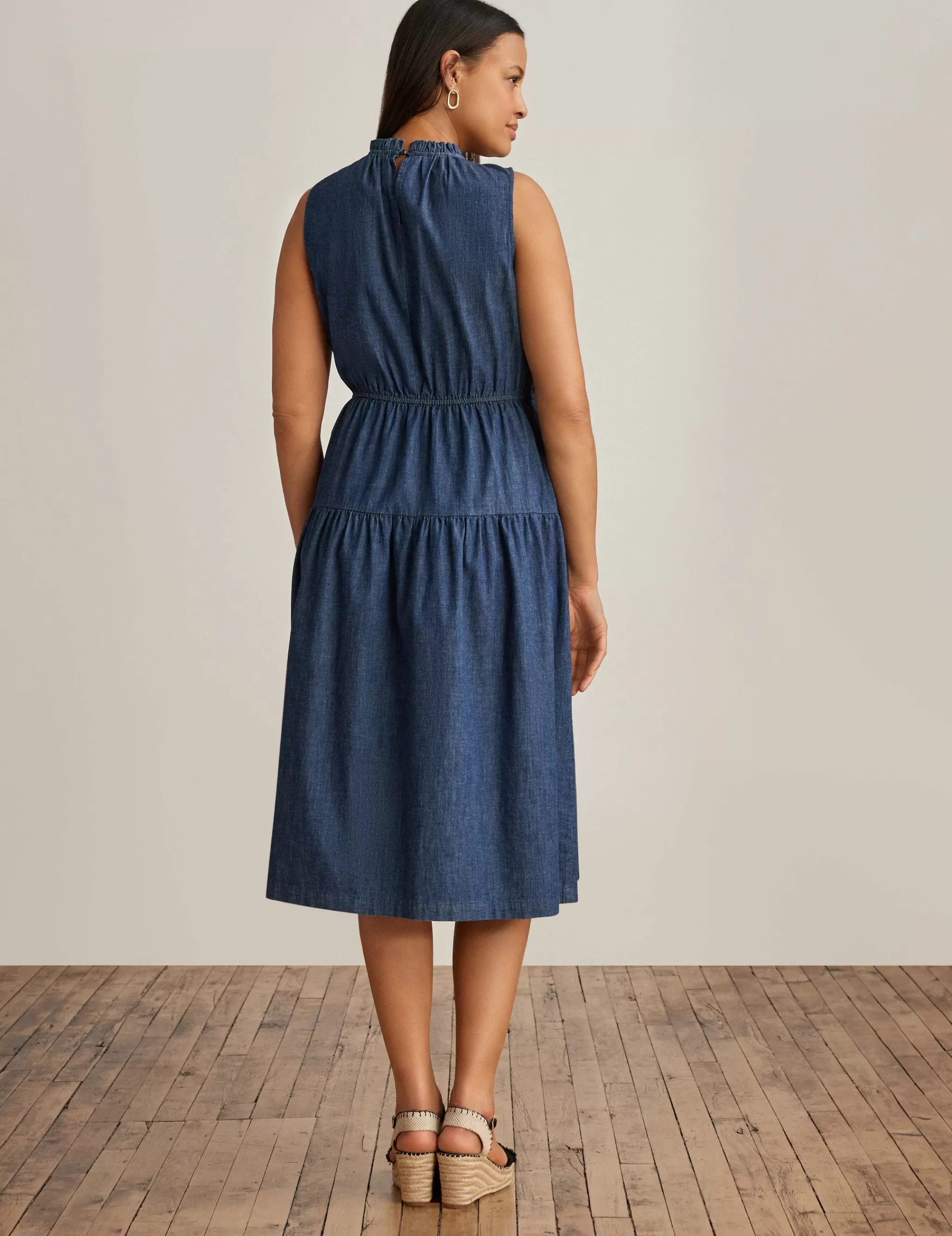 Best Sale Anne Klein Sleeveless Tiered Dress Indigo - Dark Wash