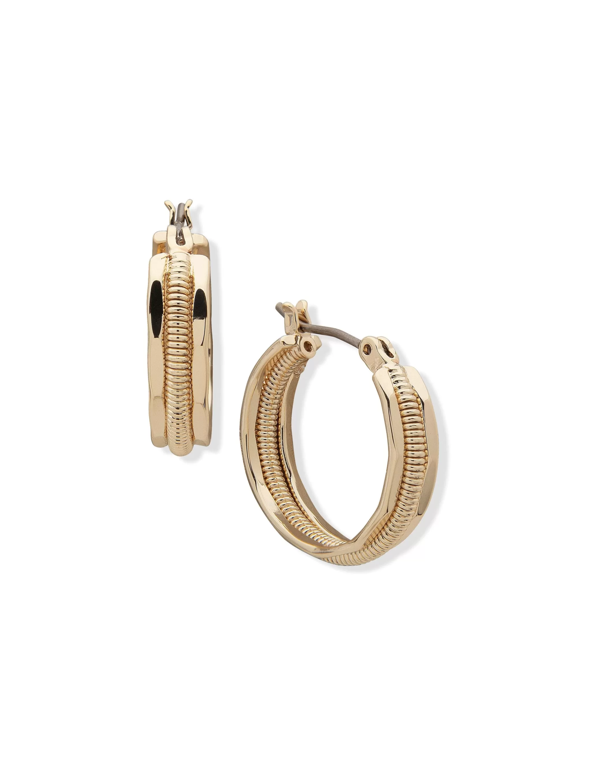 Shop Anne Klein Small Smooth And Textured Hoop Earrings