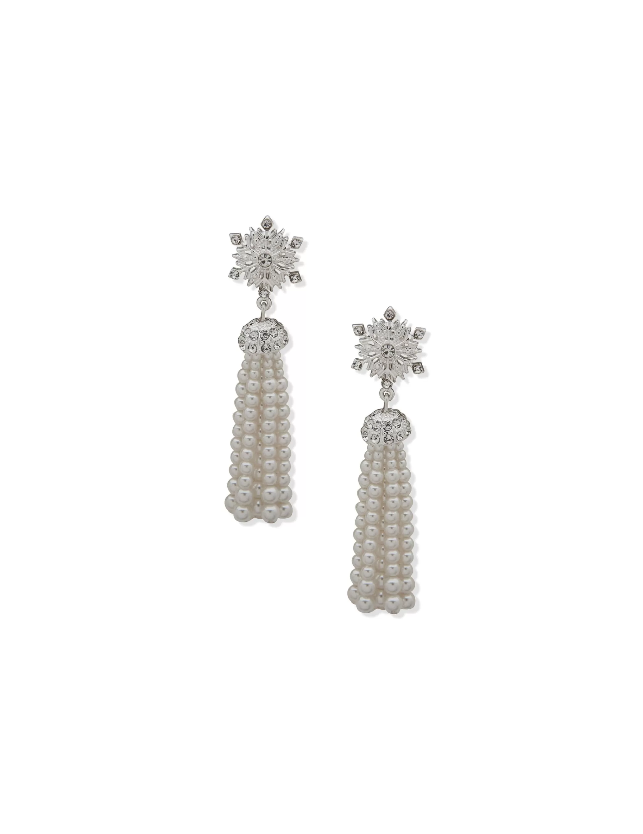 Best Sale Anne Klein Snowflake Linear Pierced Earring With Faux Pearl Tassel