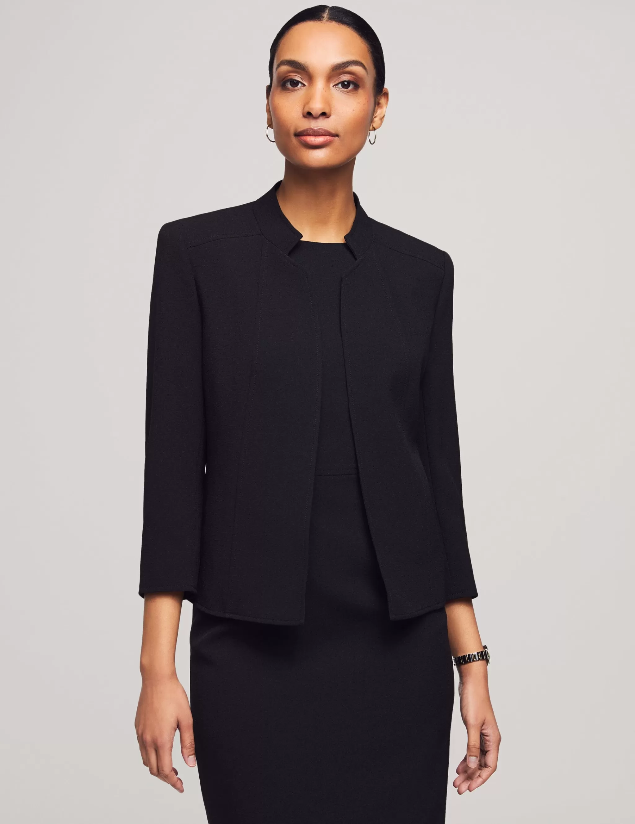 Shop Anne Klein Stand Collar Jacket Anne Black