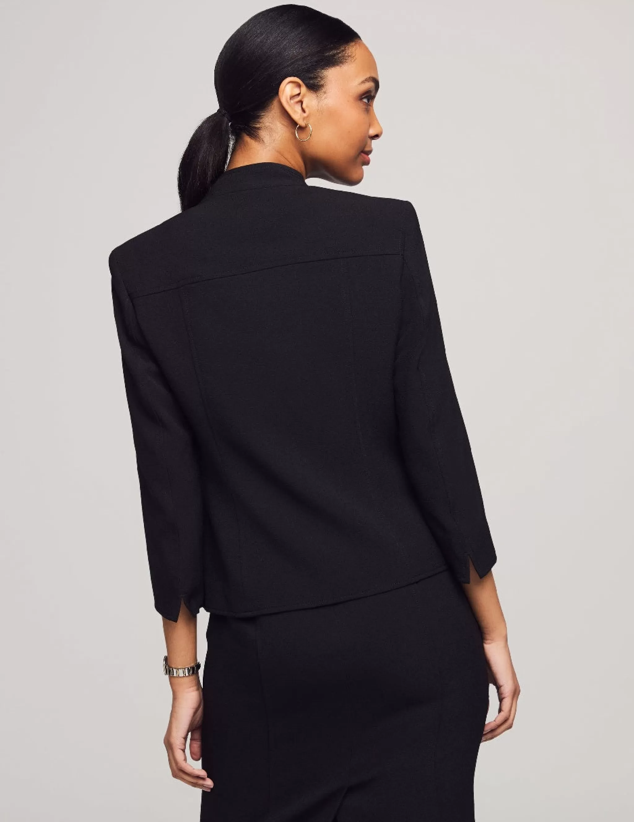 Shop Anne Klein Stand Collar Jacket Anne Black