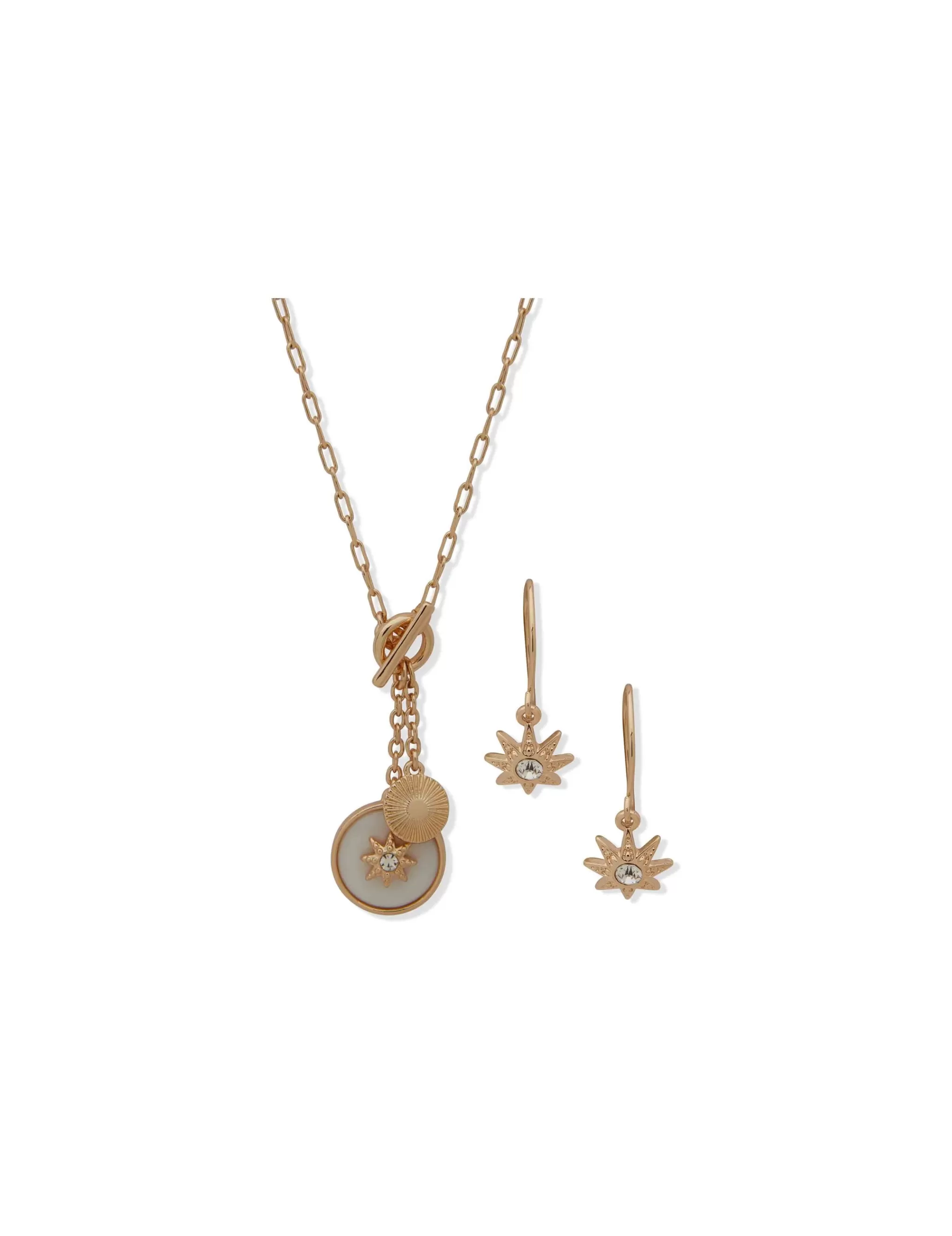 Best Anne Klein Star Charm Necklace And Earring Pouch Set