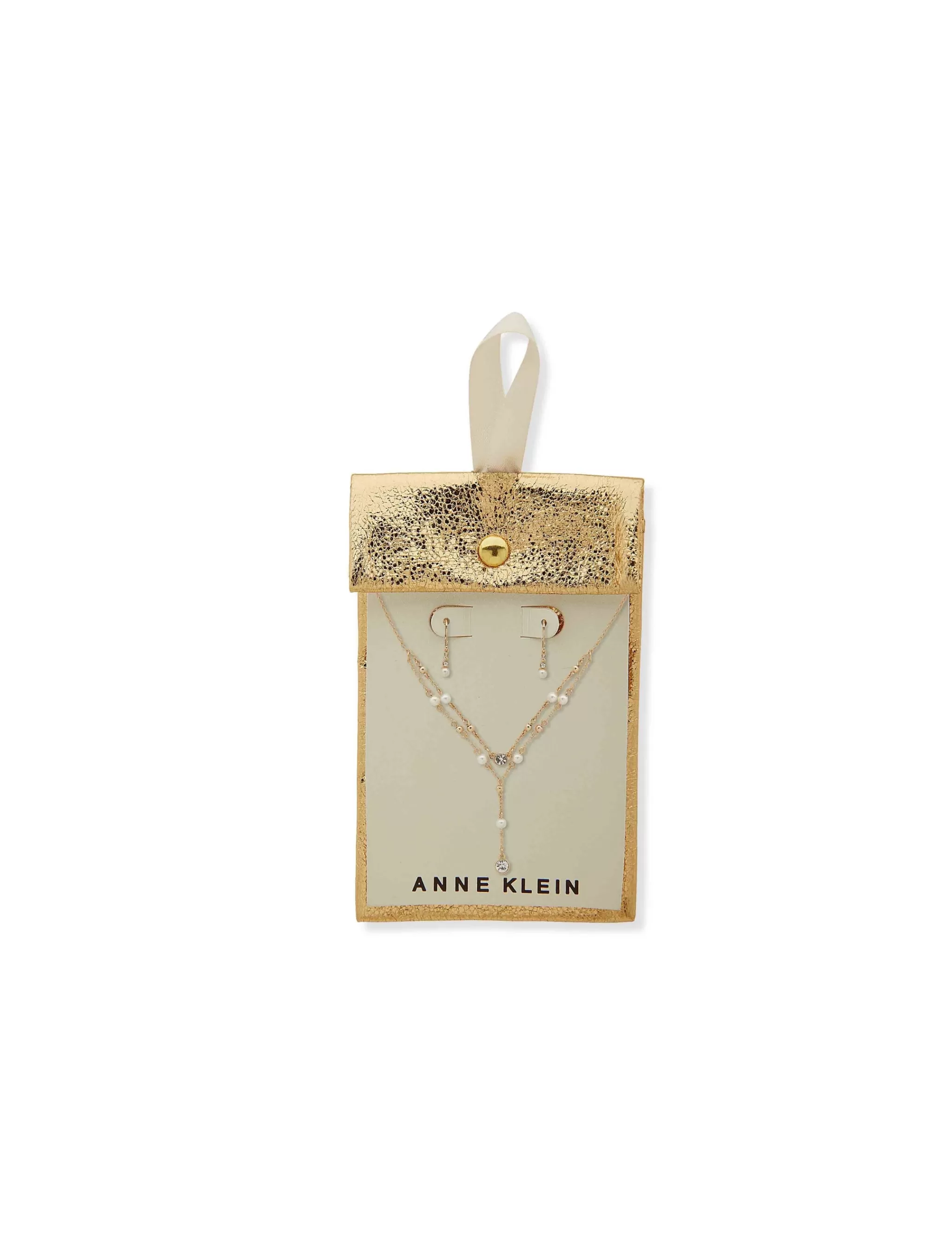 Store Anne Klein Stationed Stones Earring/ Necklace Set-Blanc Pearl
