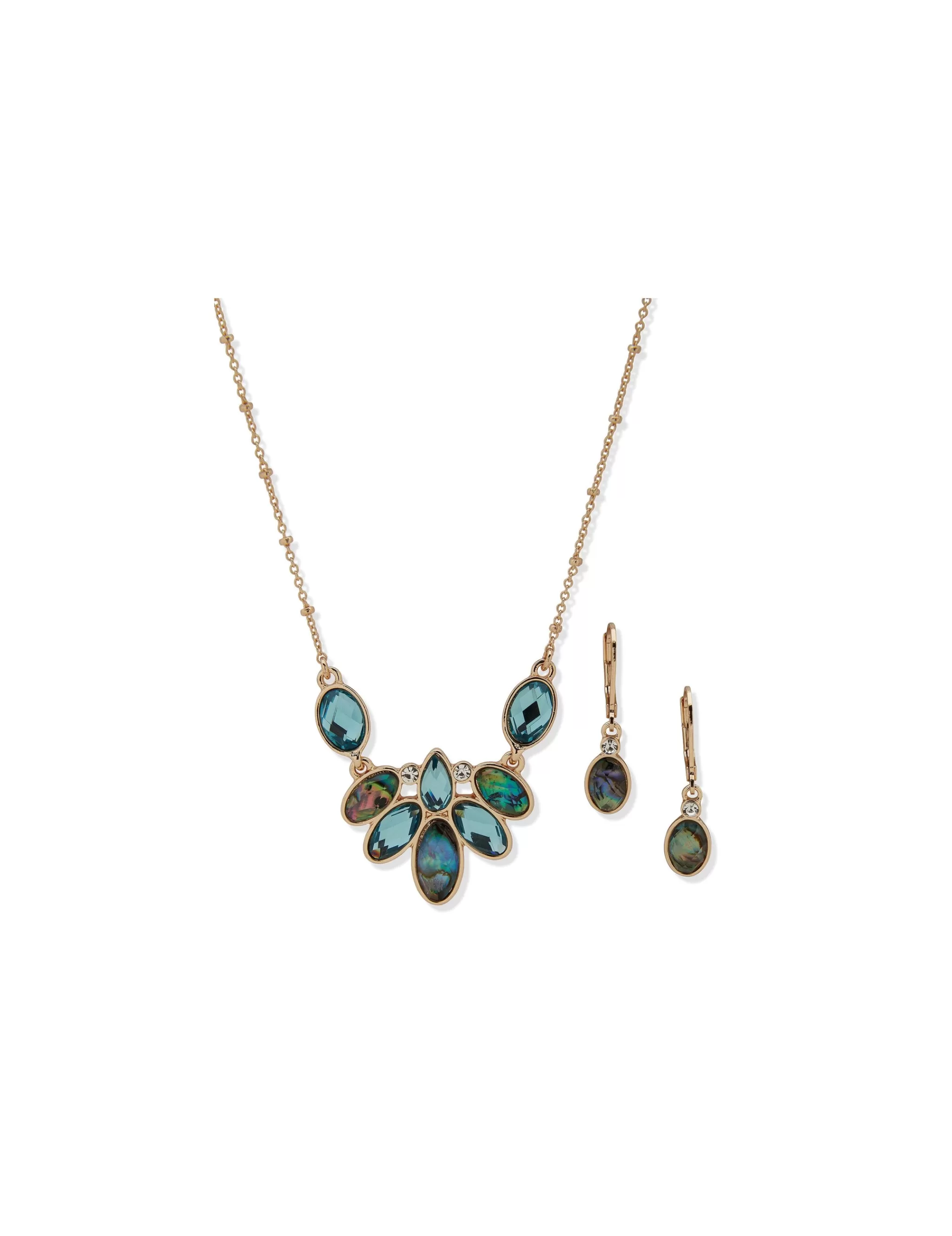 Shop Anne Klein Stone Cluster Necklace And Earring Set