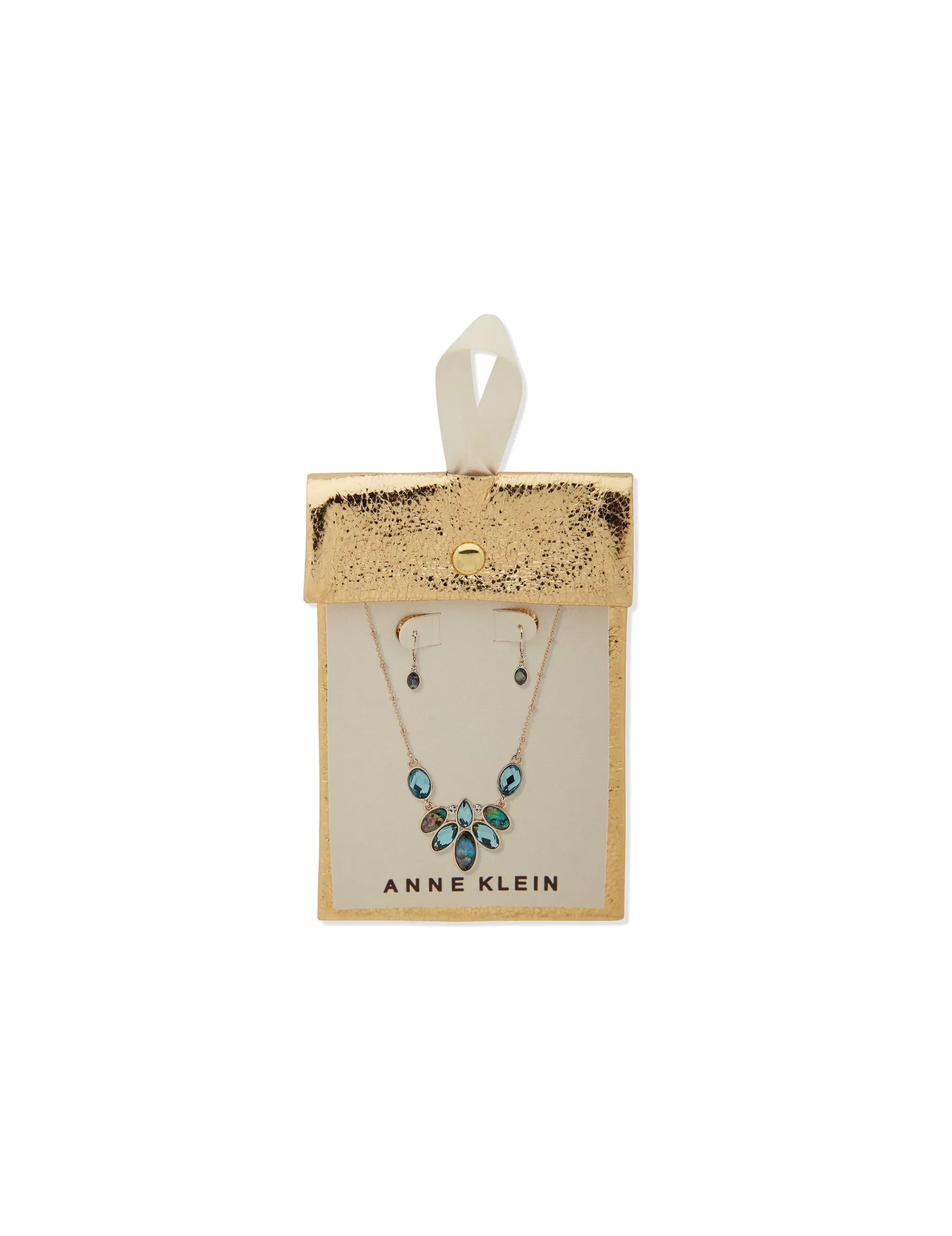 Shop Anne Klein Stone Cluster Necklace And Earring Set