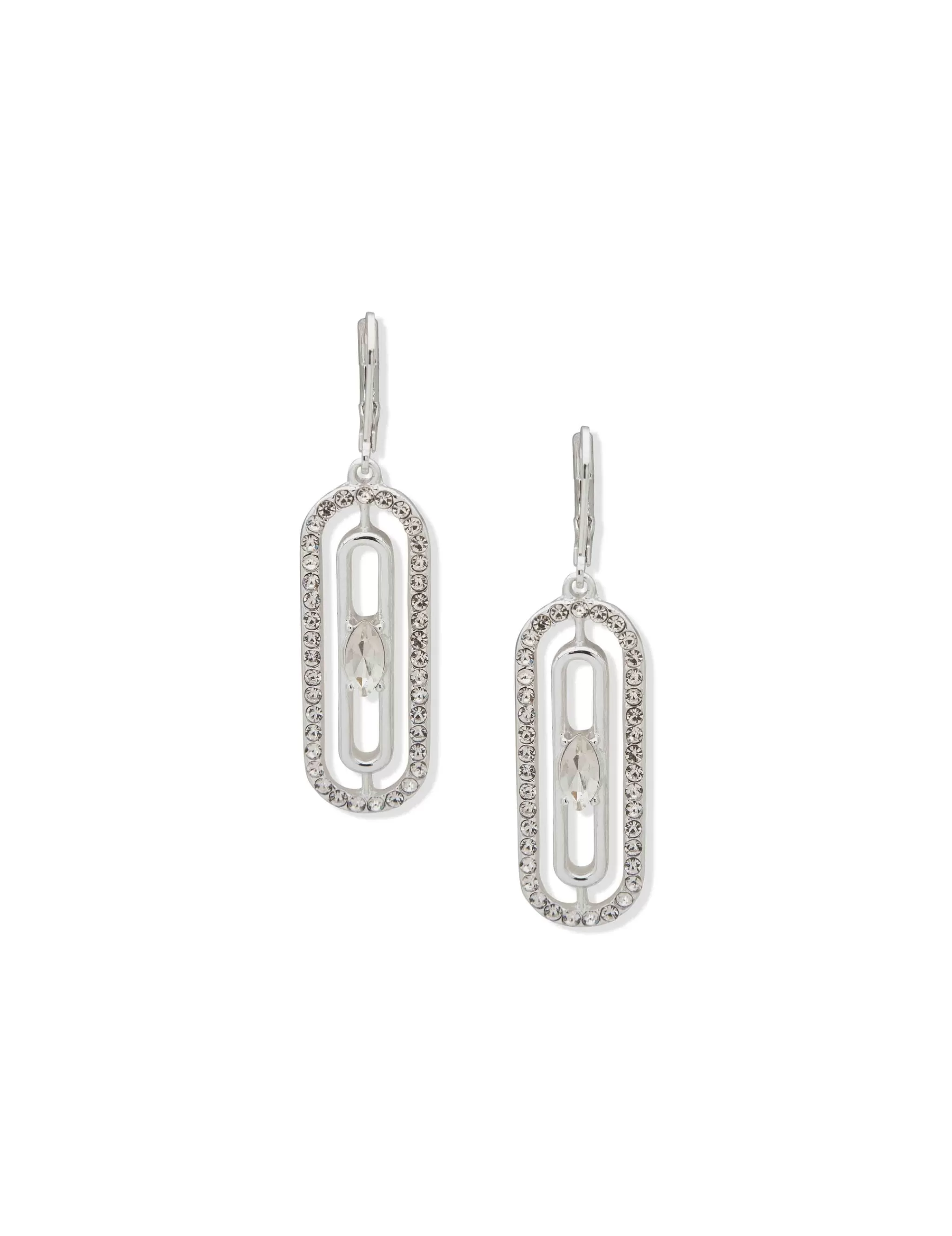Outlet Anne Klein Stone Orbital Silver Crystal Earrings