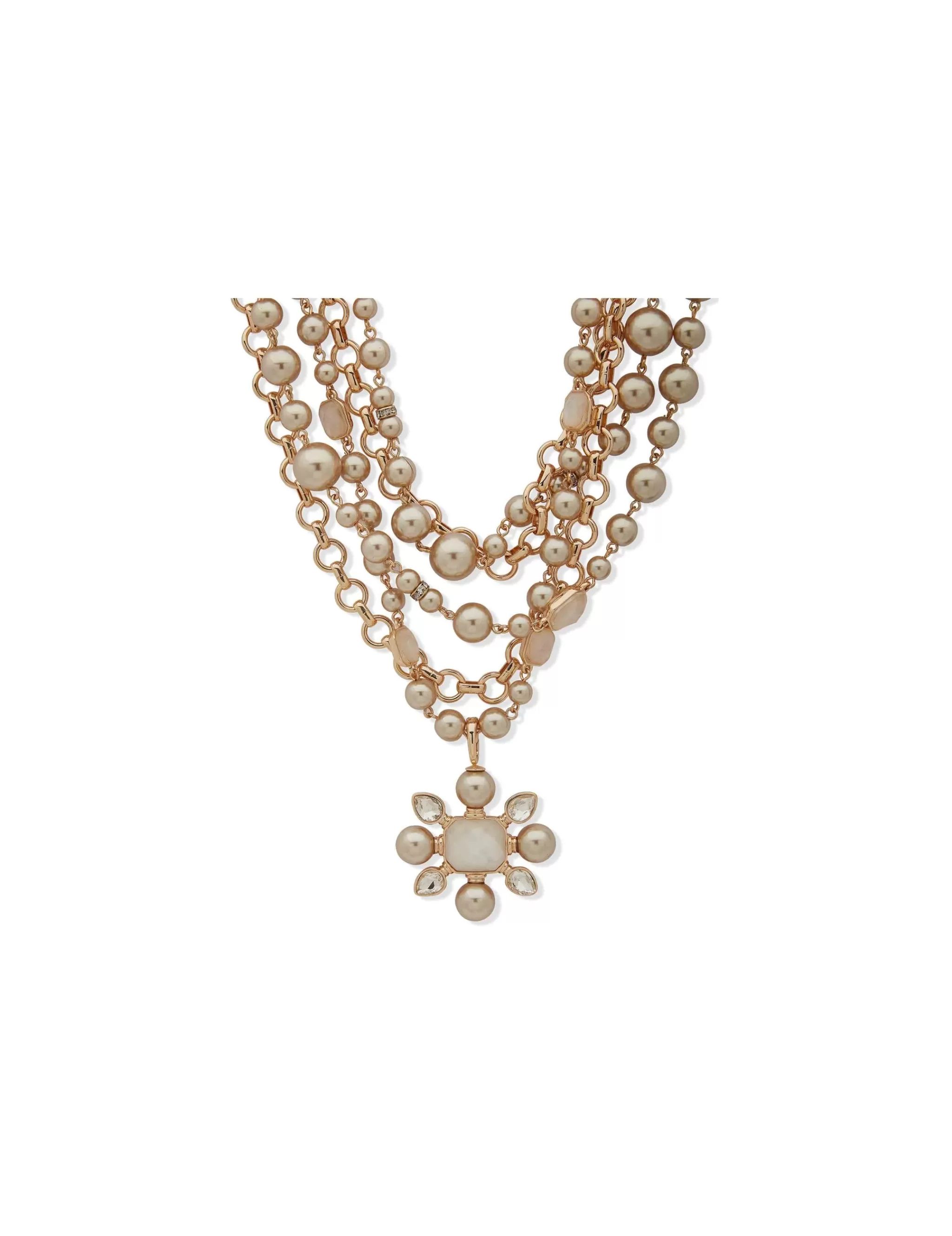 Shop Anne Klein Stones And Faux Coco Pearl Statement Necklace