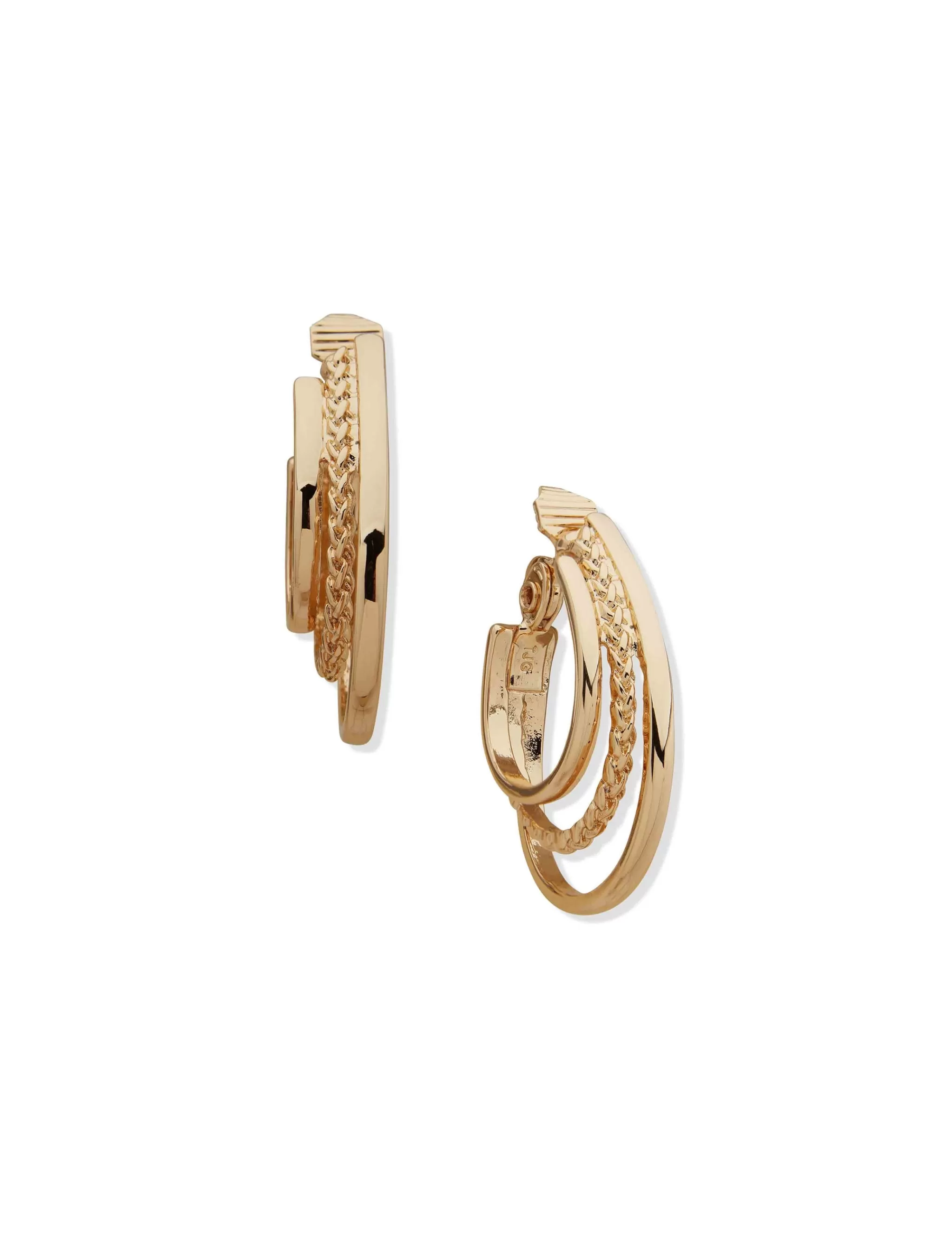 Cheap Anne Klein Three-Row Hoop Clip Earrings