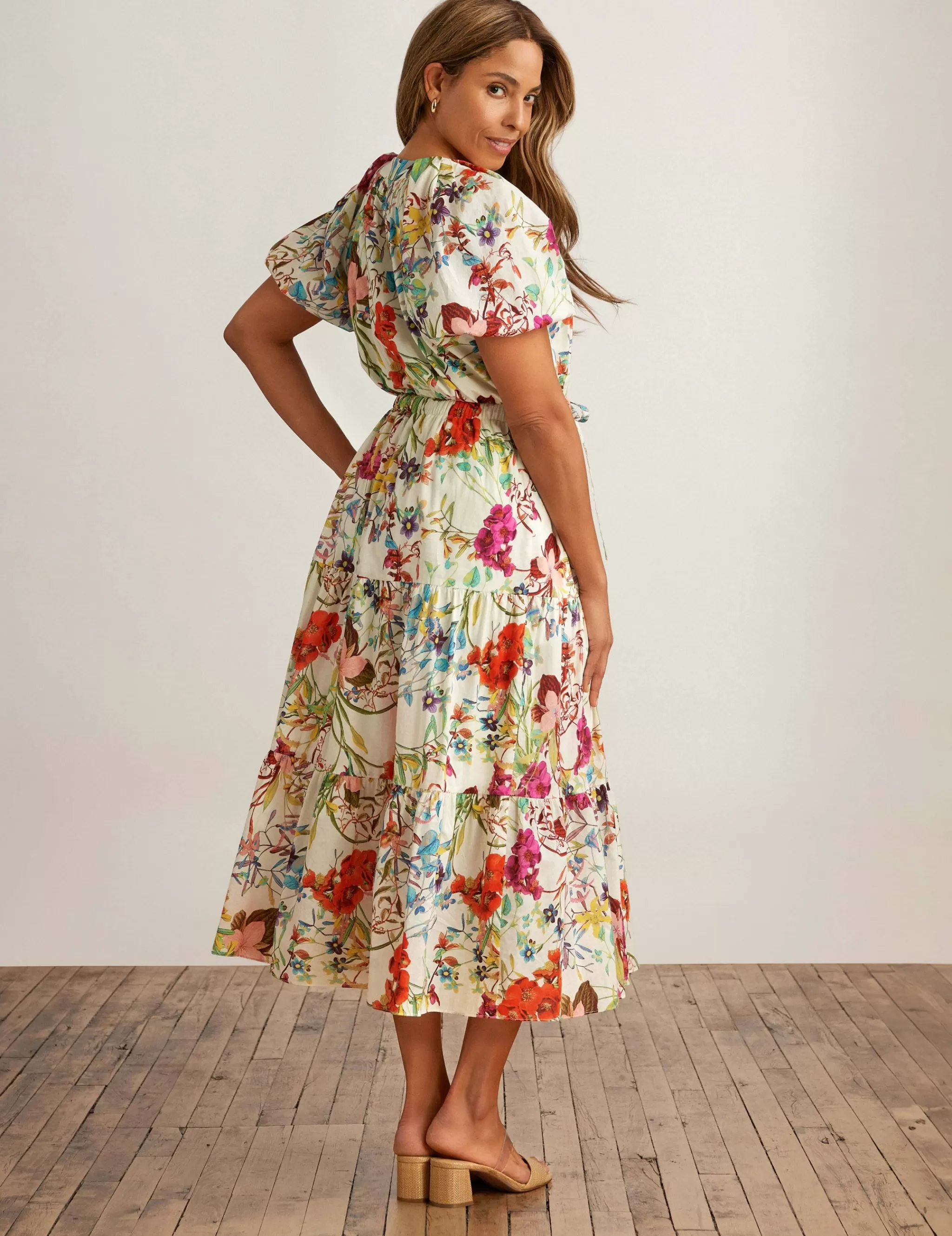 Online Anne Klein Tiered Puff Sleeve Midi Dress