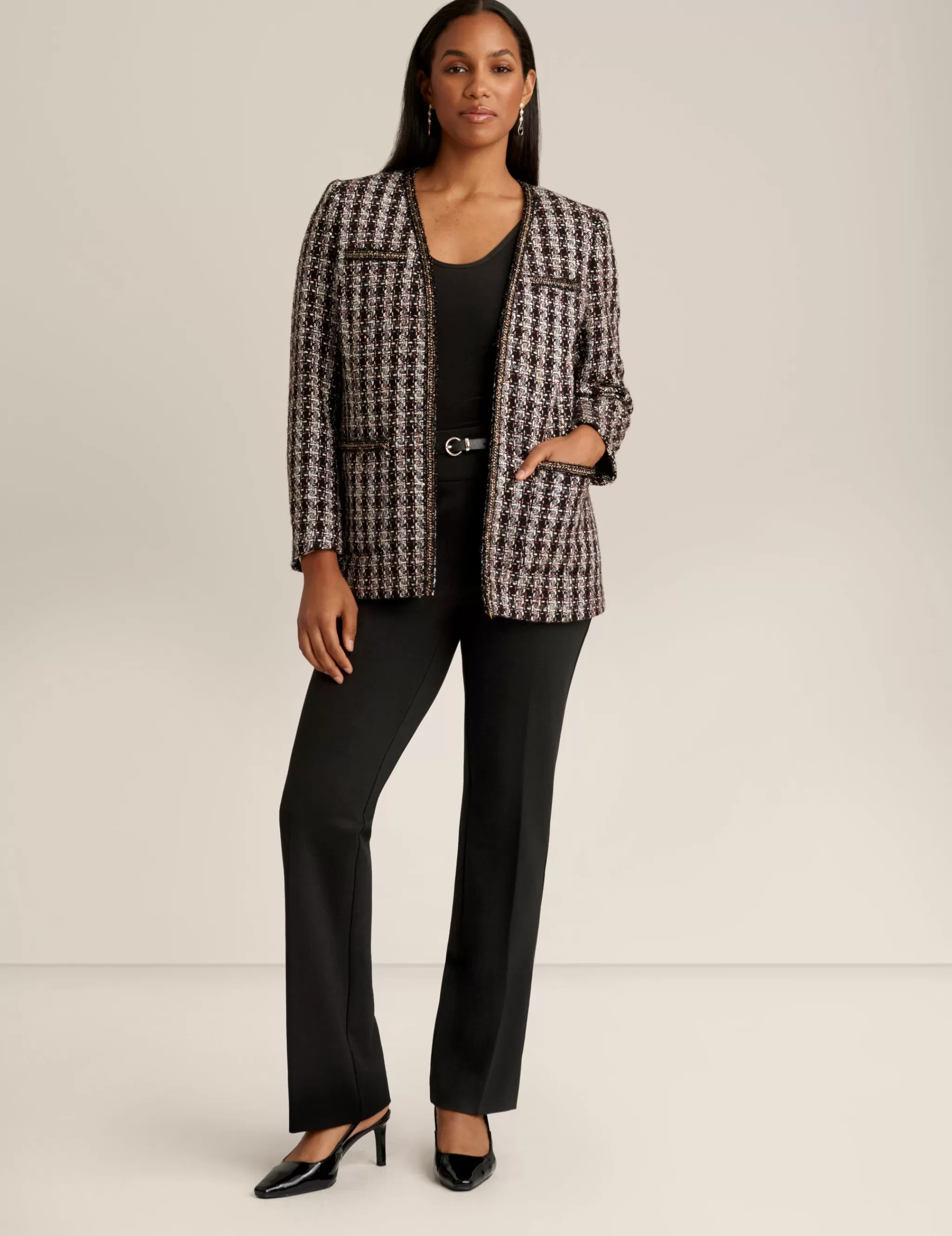 Outlet Anne Klein Tweed Cardigan Jacket