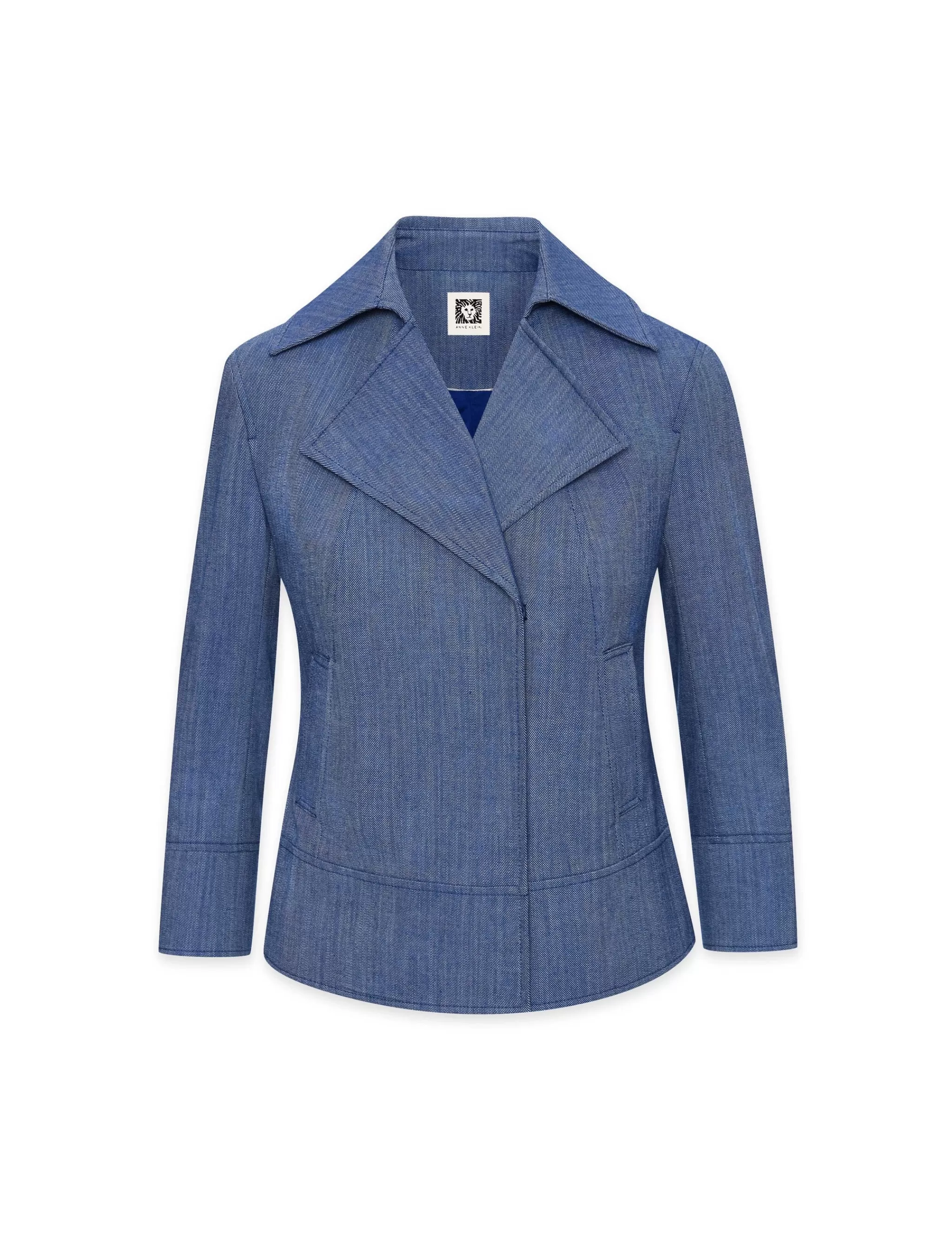 Best Sale Anne Klein Twill Cropped Jacket- Sale Magritte Blue/ NYC White