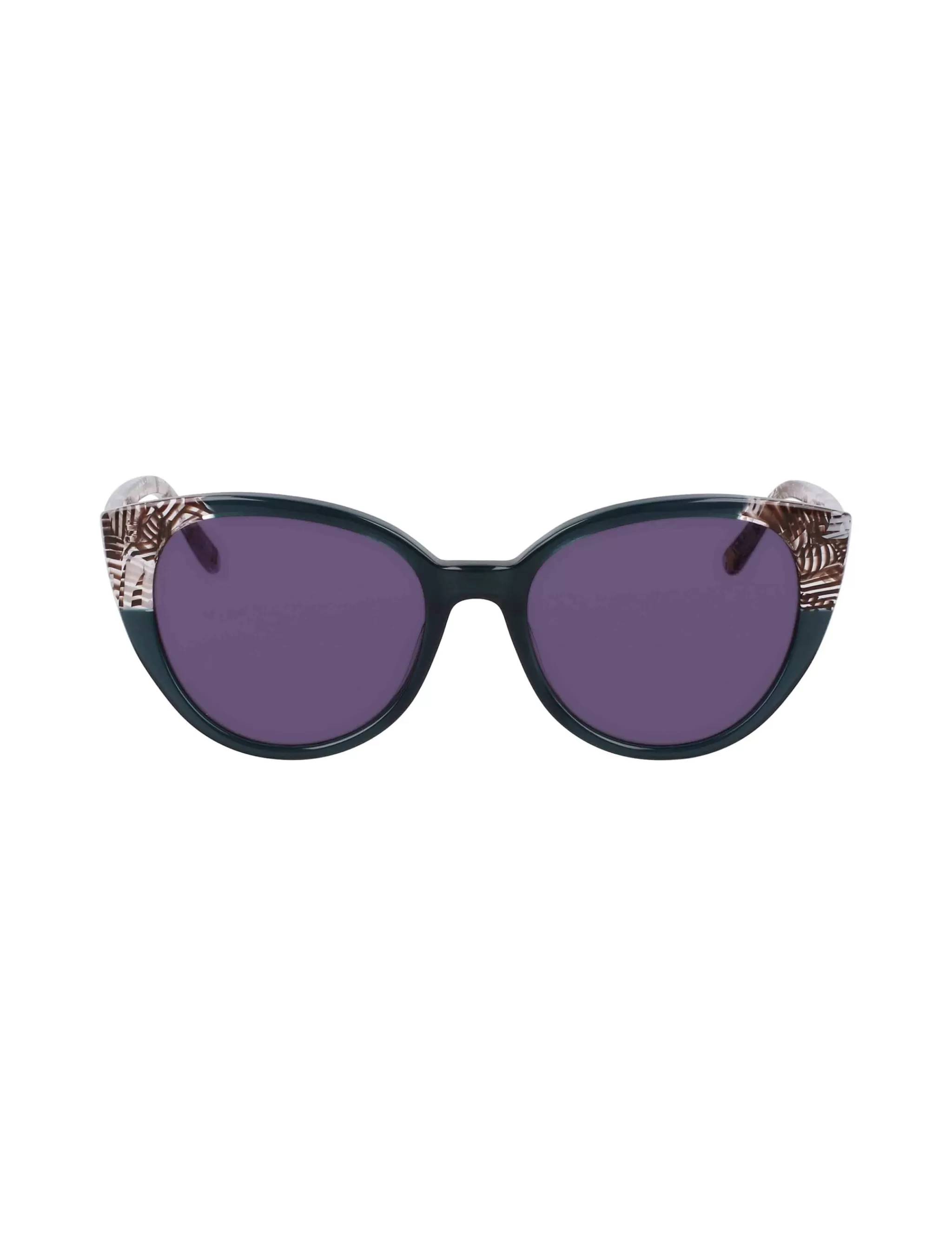 Best Sale Anne Klein Uplifting Rounded Cat-eye Sunglasses TEAL PLAID