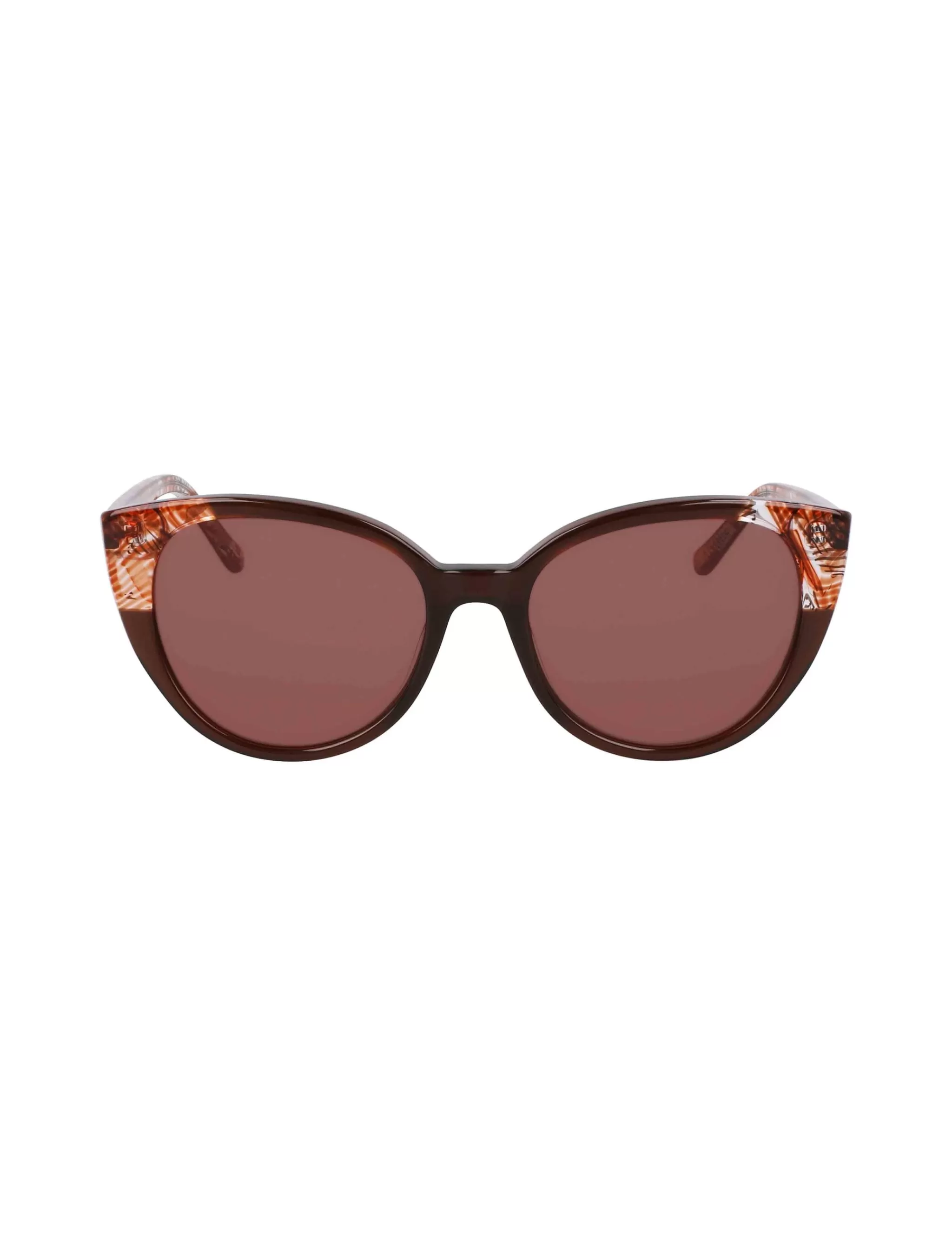 Fashion Anne Klein Uplifting Rounded Cat-eye Sunglasses MOCHA PLAID