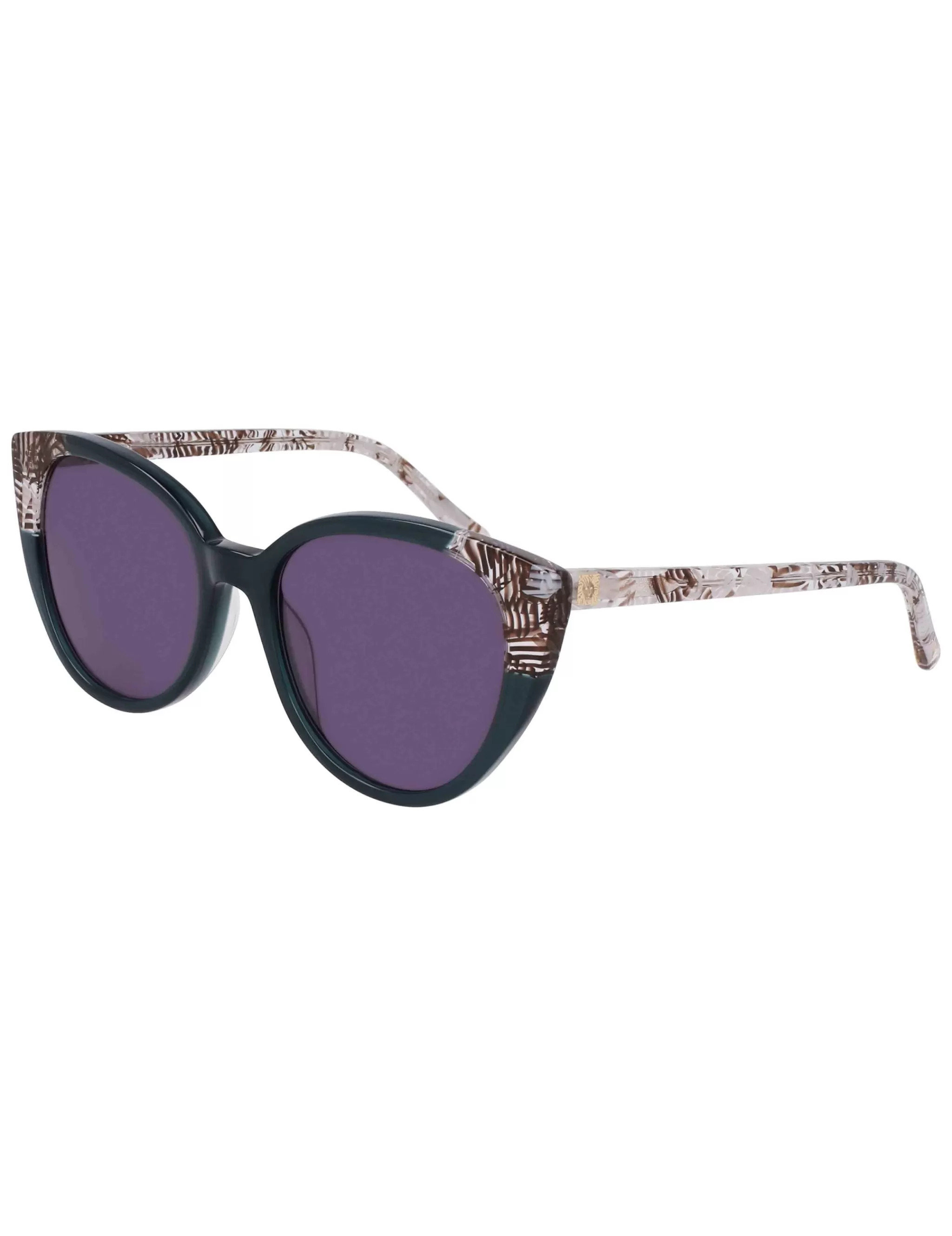 Best Sale Anne Klein Uplifting Rounded Cat-eye Sunglasses TEAL PLAID