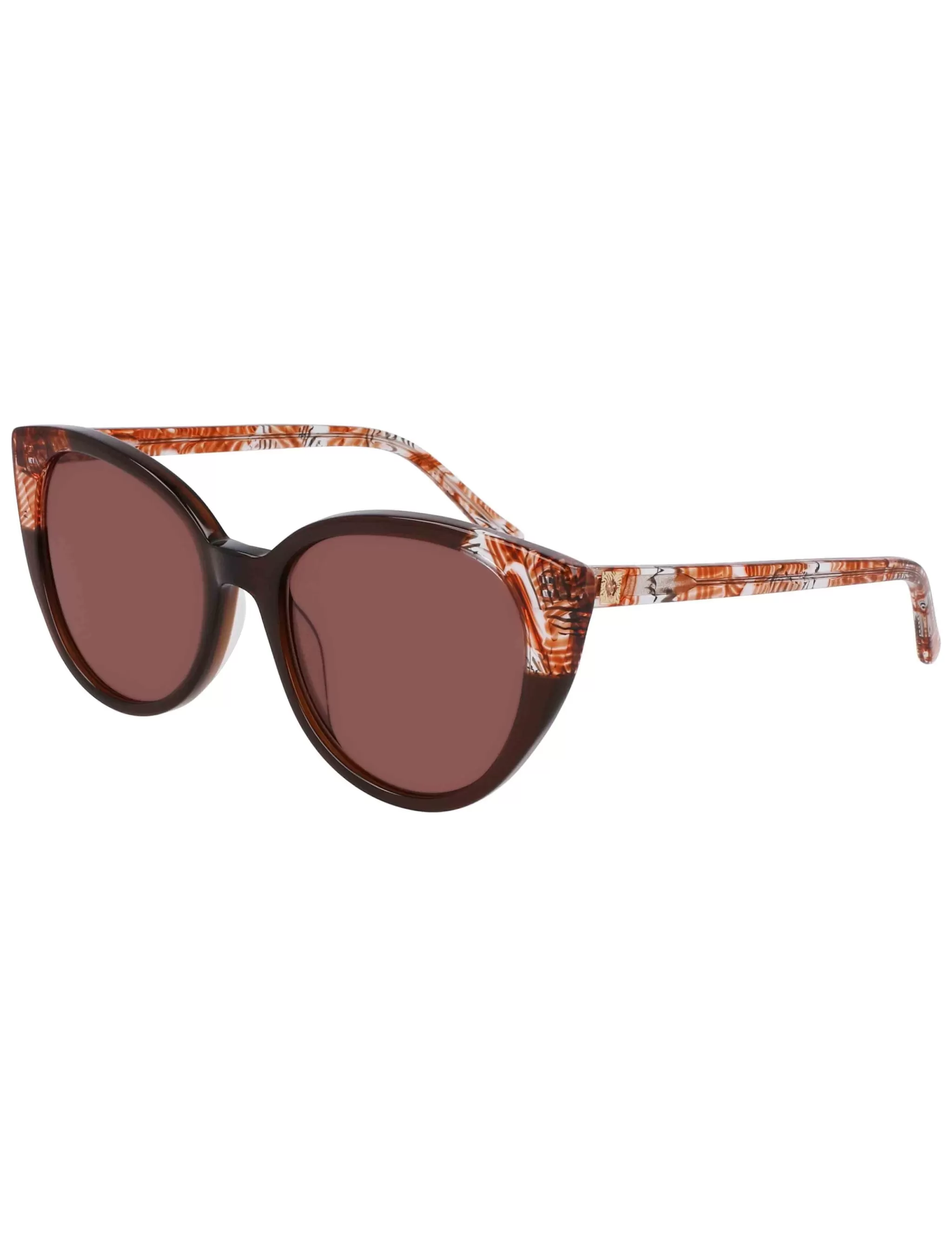 Fashion Anne Klein Uplifting Rounded Cat-eye Sunglasses MOCHA PLAID
