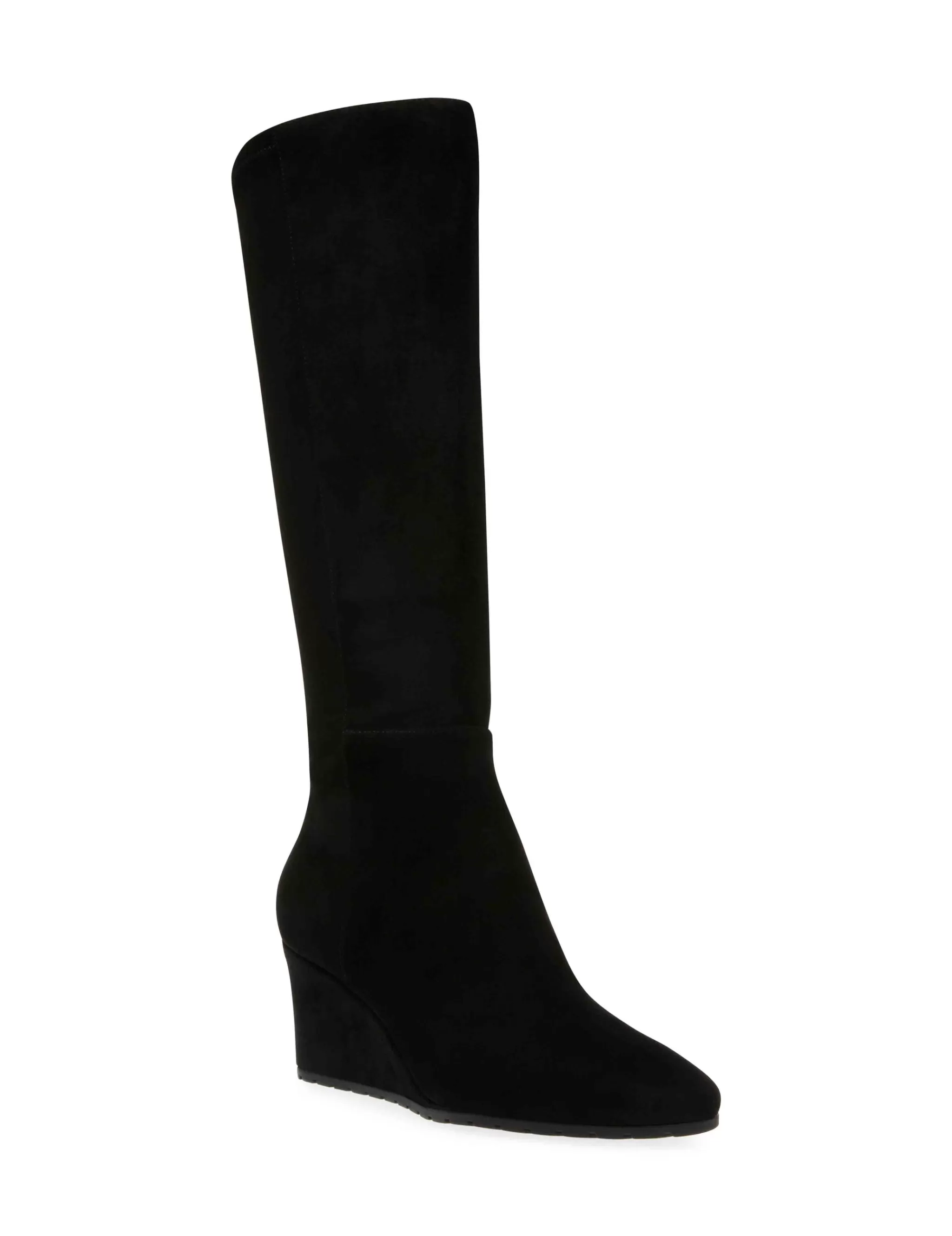 New Anne Klein Vella Wide Calf Tall Boot Black Micro Suede