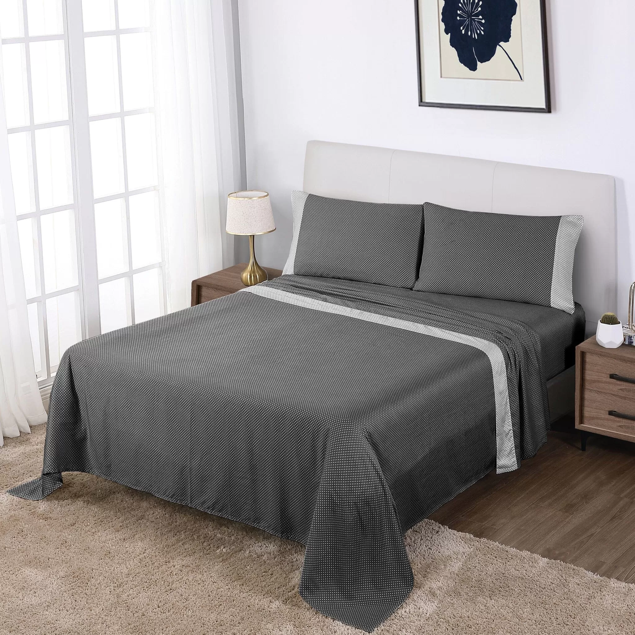 Outlet Anne Klein Westhill Dot Sheet Set Black