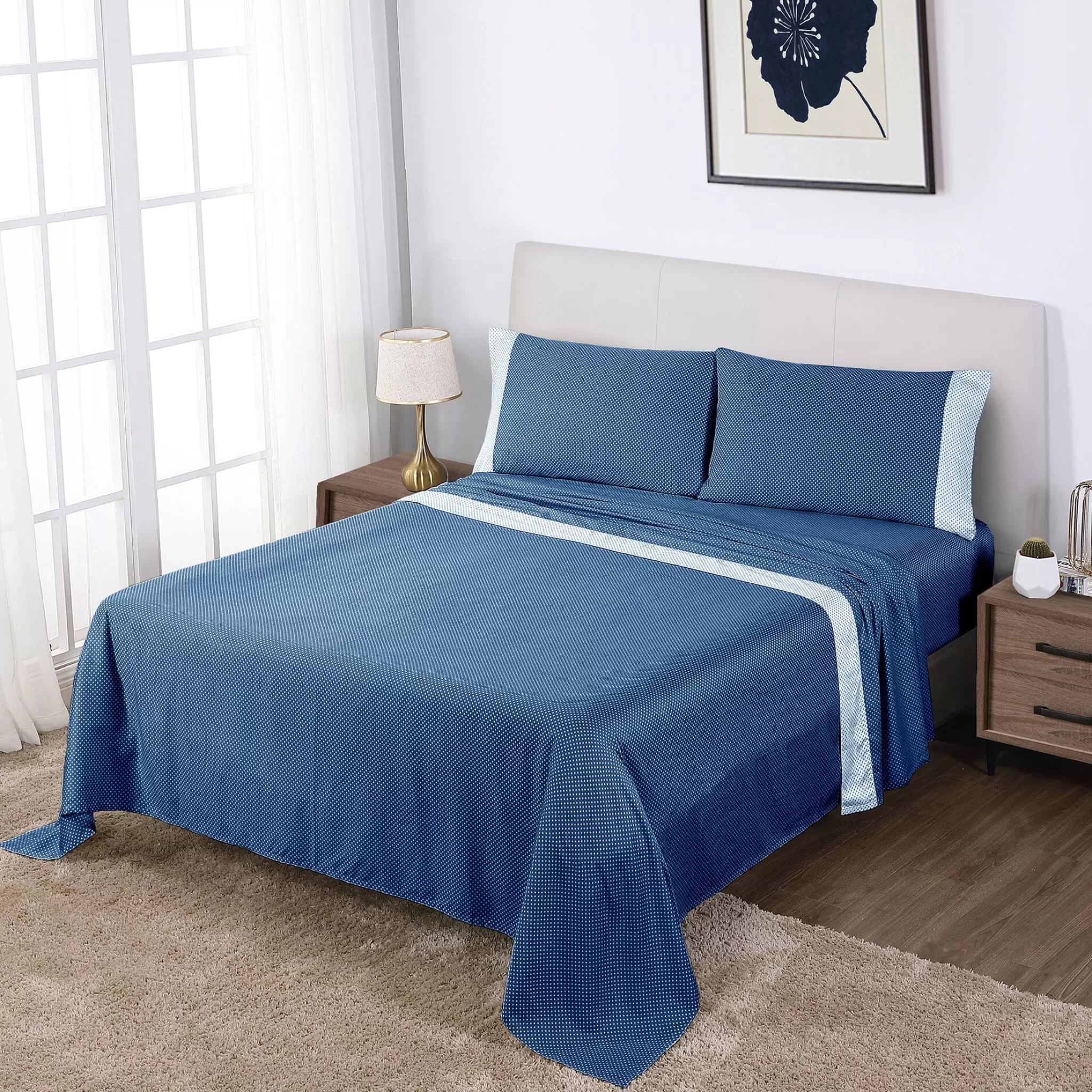 Best Sale Anne Klein Westhill Dot Sheet Set Navy