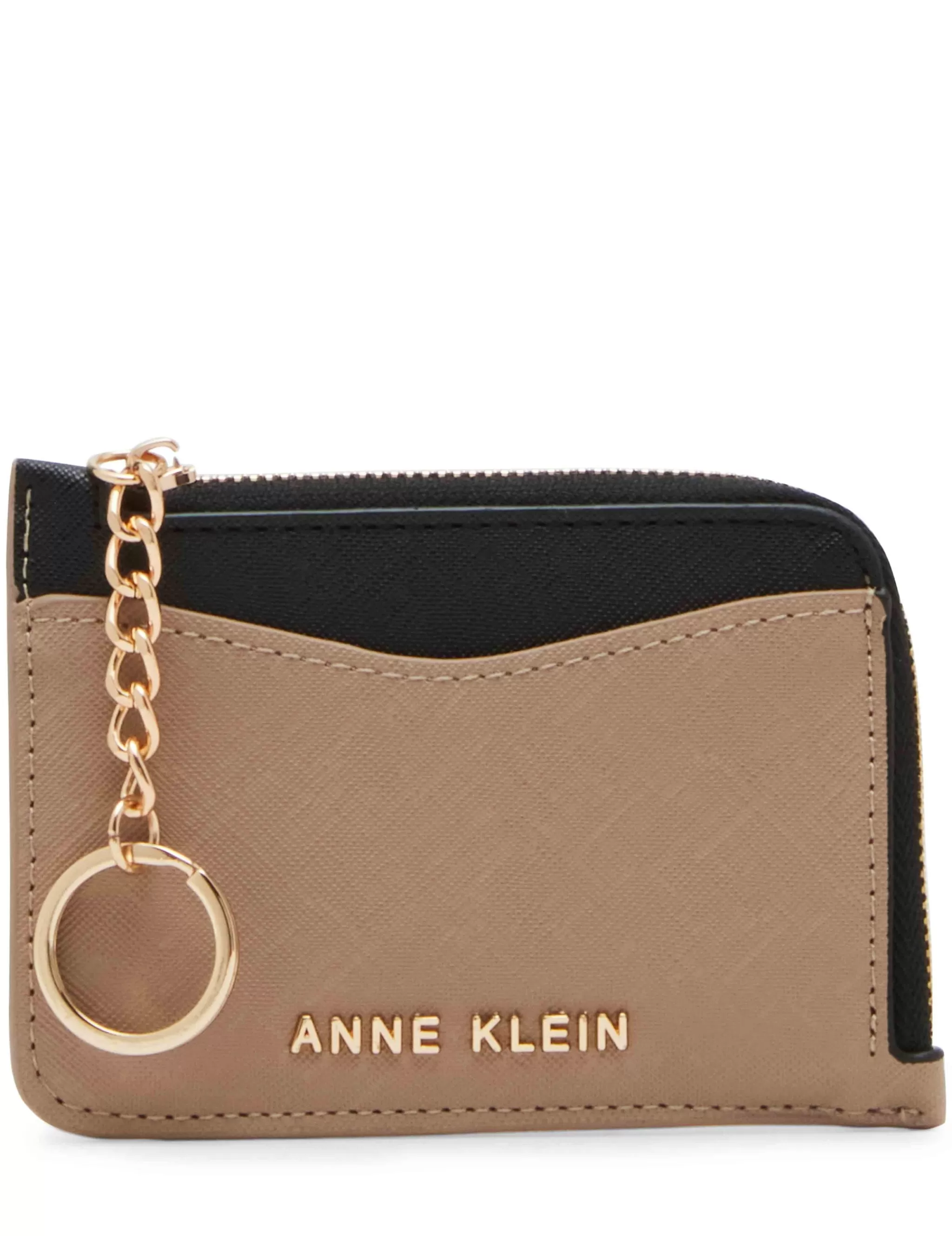 Best Sale Anne Klein Zip Card Case With Keychain Truffle/Black