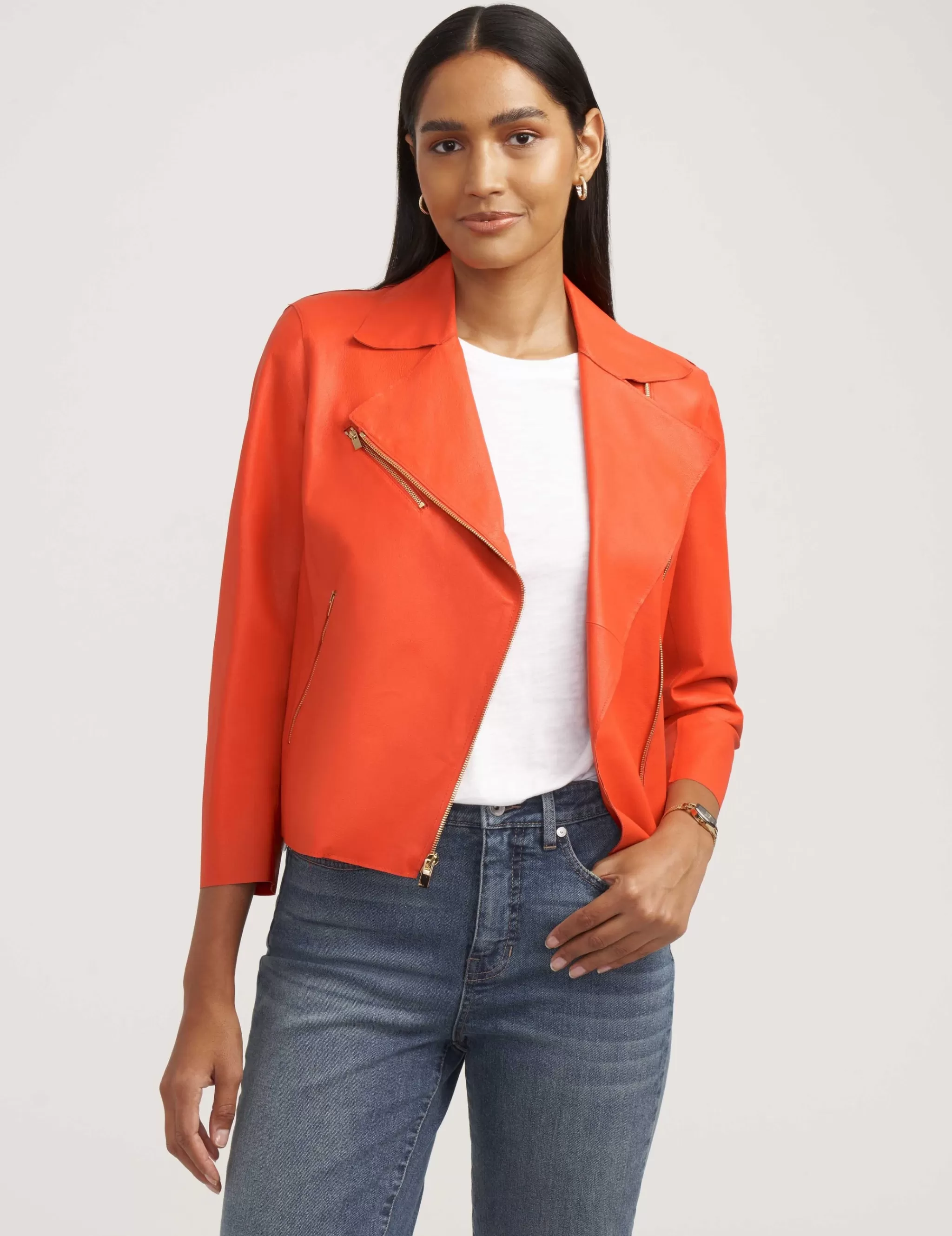 Online Anne Klein Zip Front Faux Leather Moto Jacket- Sale Poppy